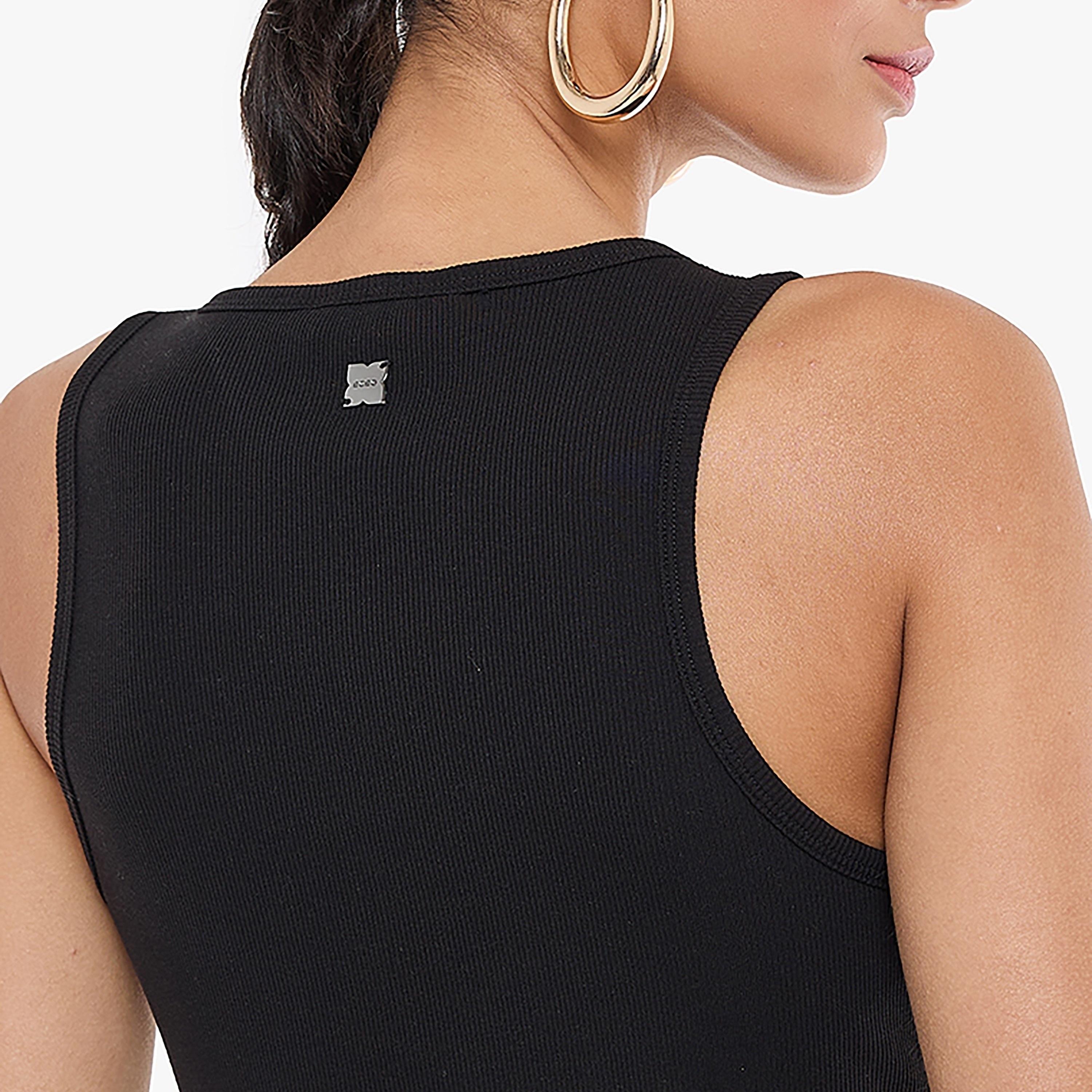 بلوزة نسائية بدون أكمام مضلعة بفتحة رقبة دائرية للنساء من بي سي بي جي-women-clothing-tshirts-image-4