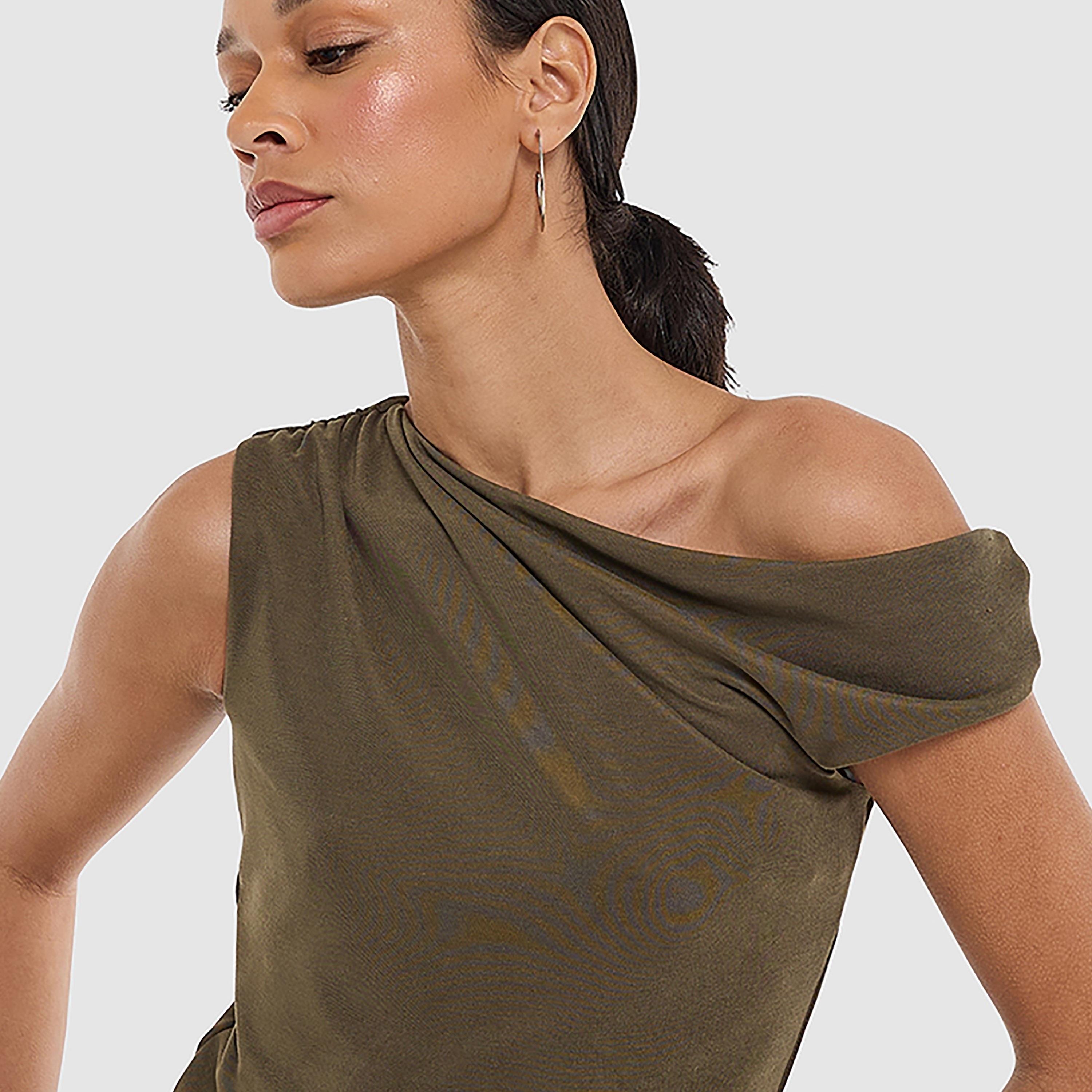 BCBG Ruched Asymmetric Neck Women's Top-women-clothing-shirtsandblouses-blouses-image-9