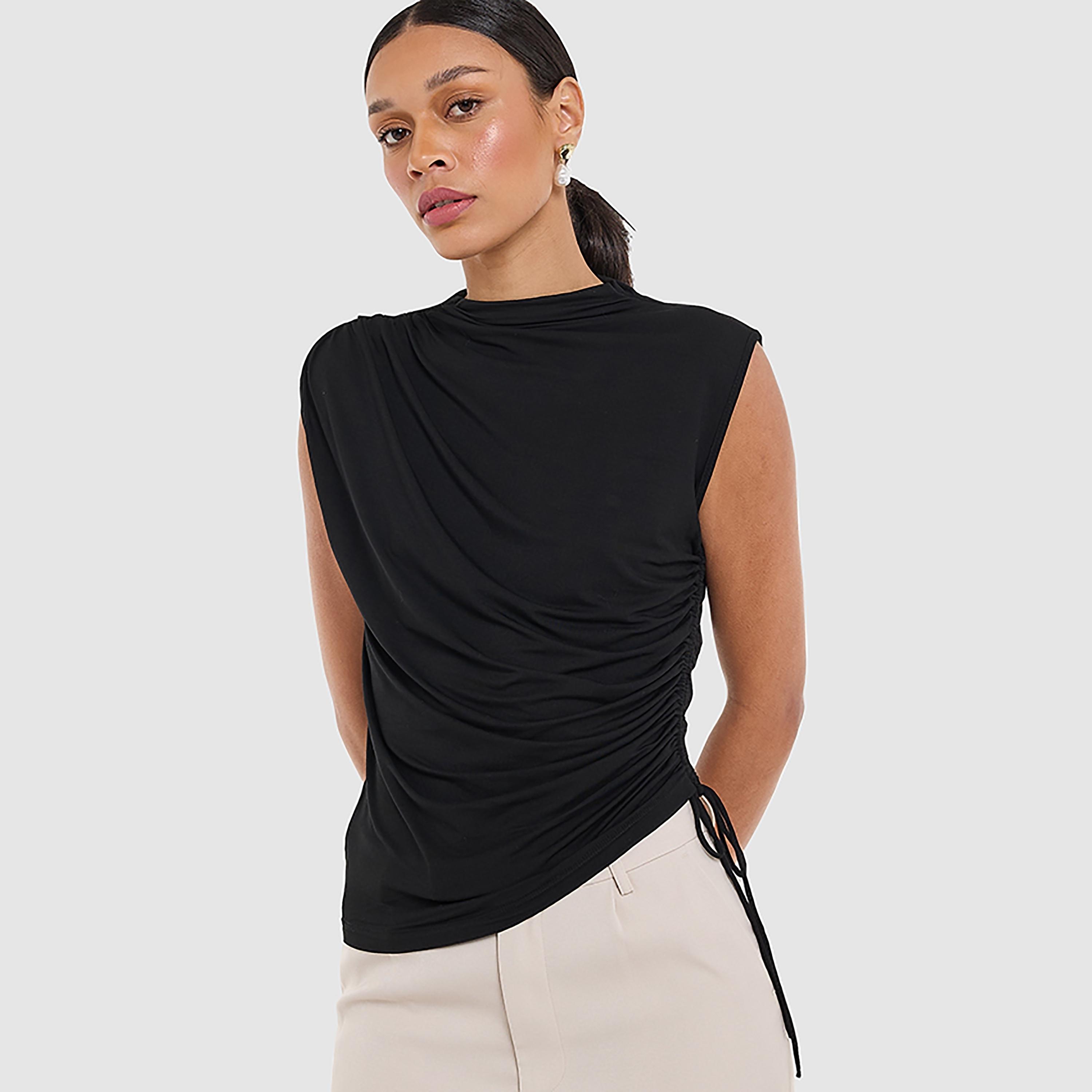 بلوزة بياقة واسعة مكشكشة للنساء من بي سي بي جي-women-clothing-shirtsandblouses-blouses-image-1