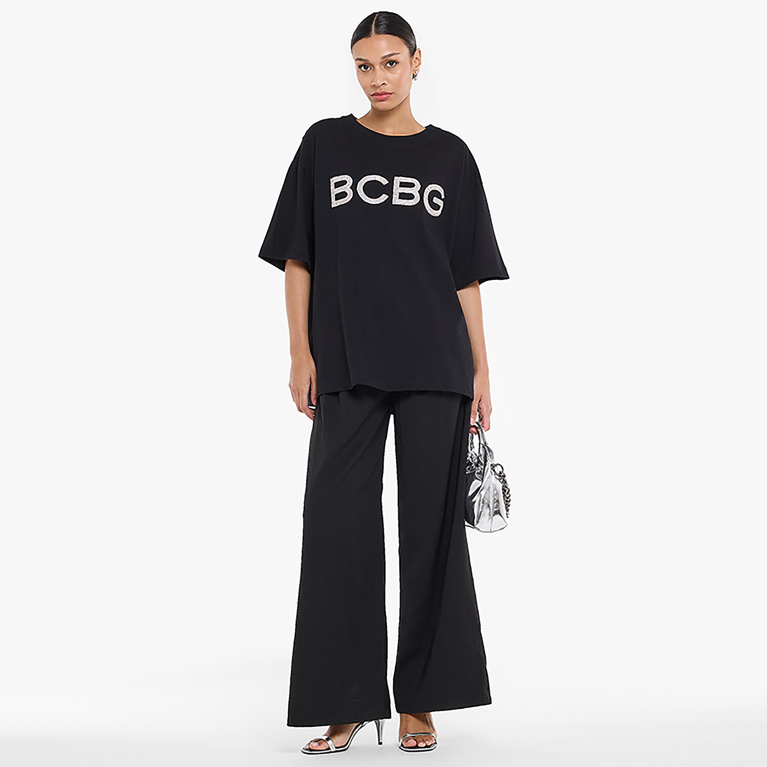BCBG Embellished Logo Women's Oversize T-Shirt-women-clothing-tshirts-image-2