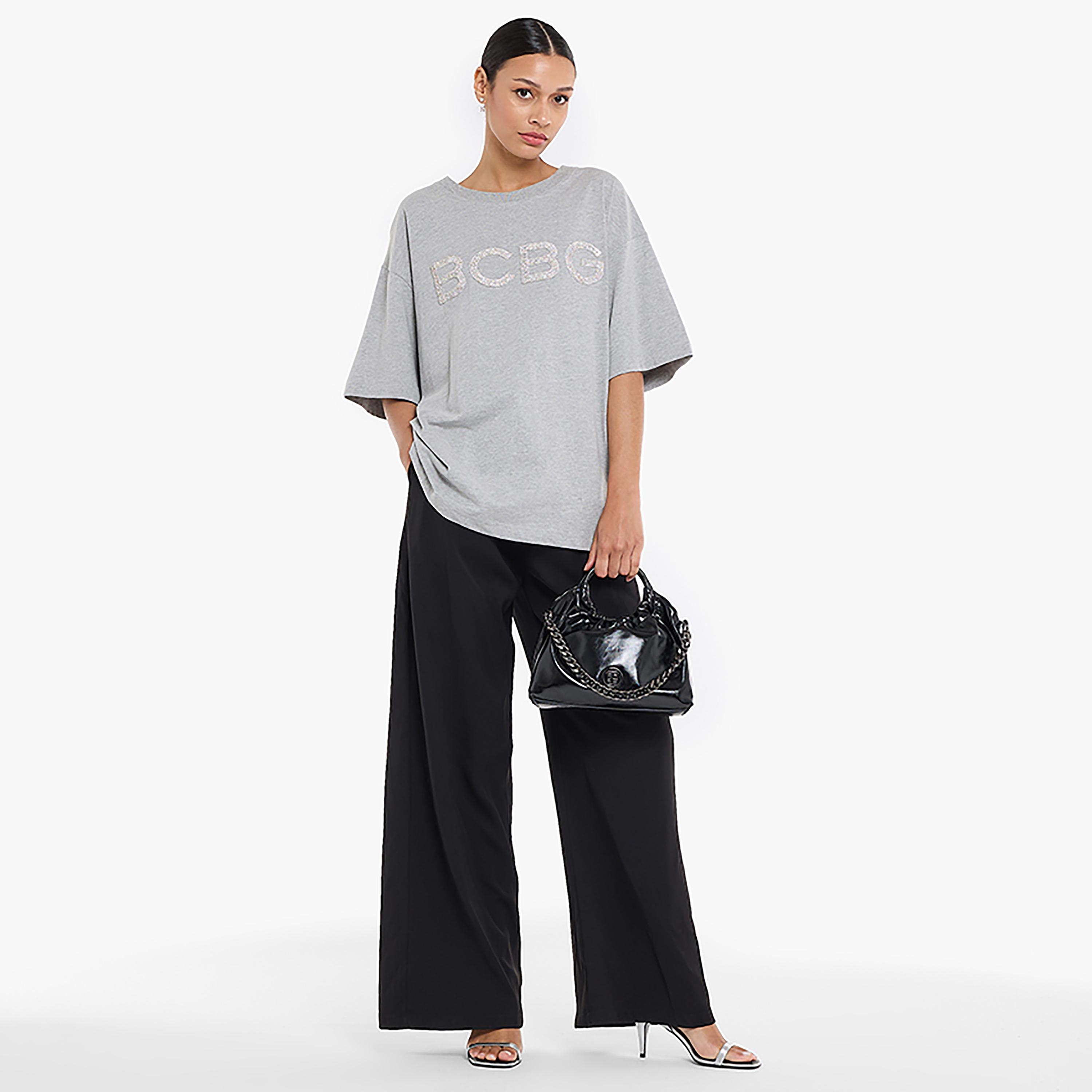 تيشيرت نسائي "أوفرسايز" بشعار مزين من بي سي بي جي-women-clothing-tshirts-image-6