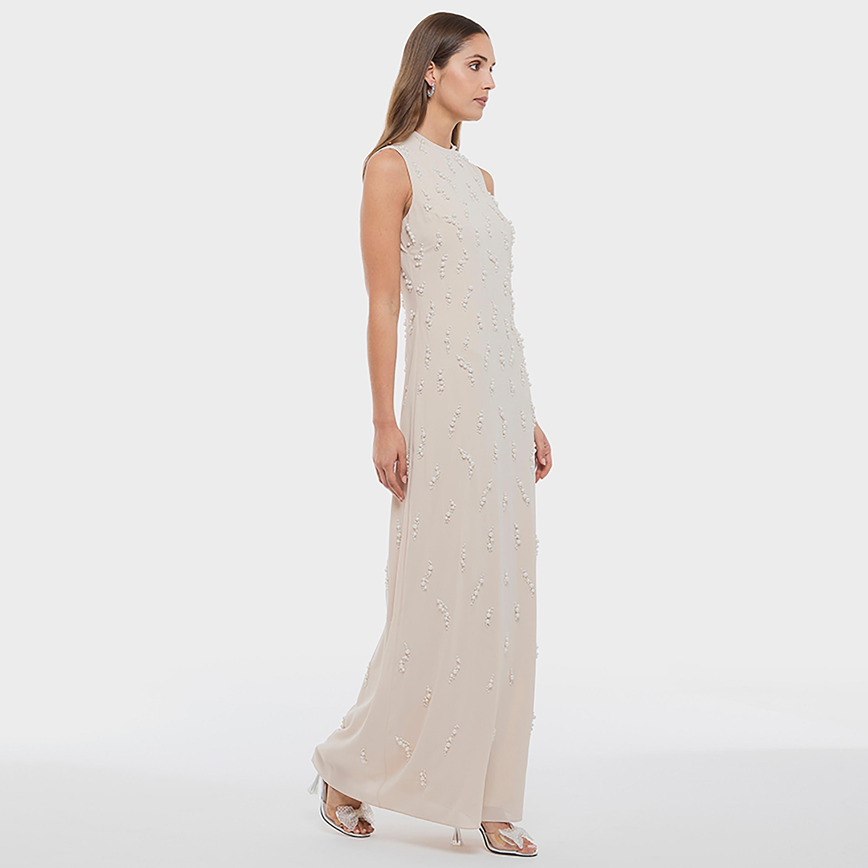 فستان سهرة ماكسي نسائي برقبة عالية "موك نيك" وتفاصيل لؤلؤ لون وردي من بي سي بي جي-women-clothing-dresses-image-2