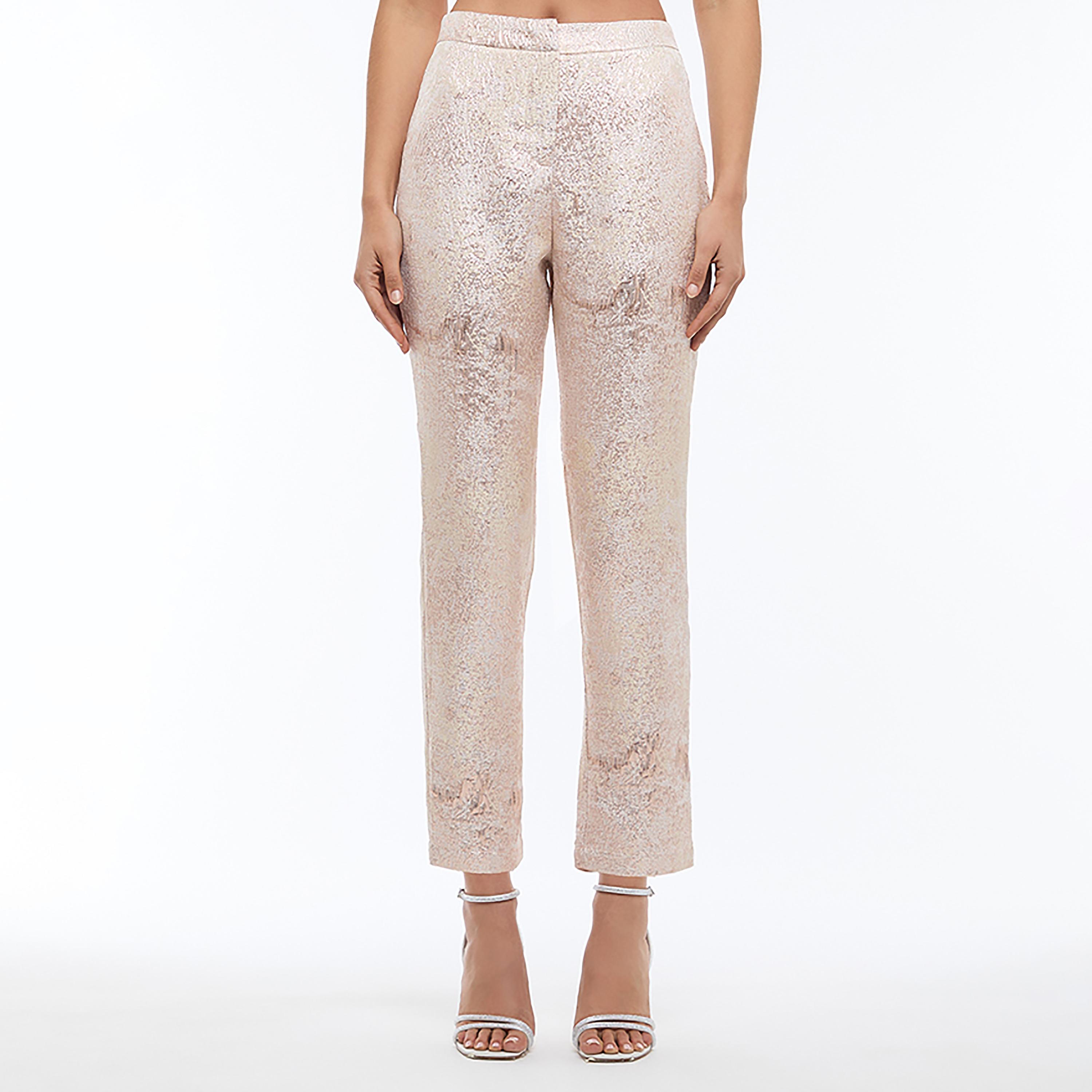بنطلون نسائي قماش لوريكس ميتاليك لون روز جولد من بي سي بي جي-women-clothing-bottoms-trousers-image-1