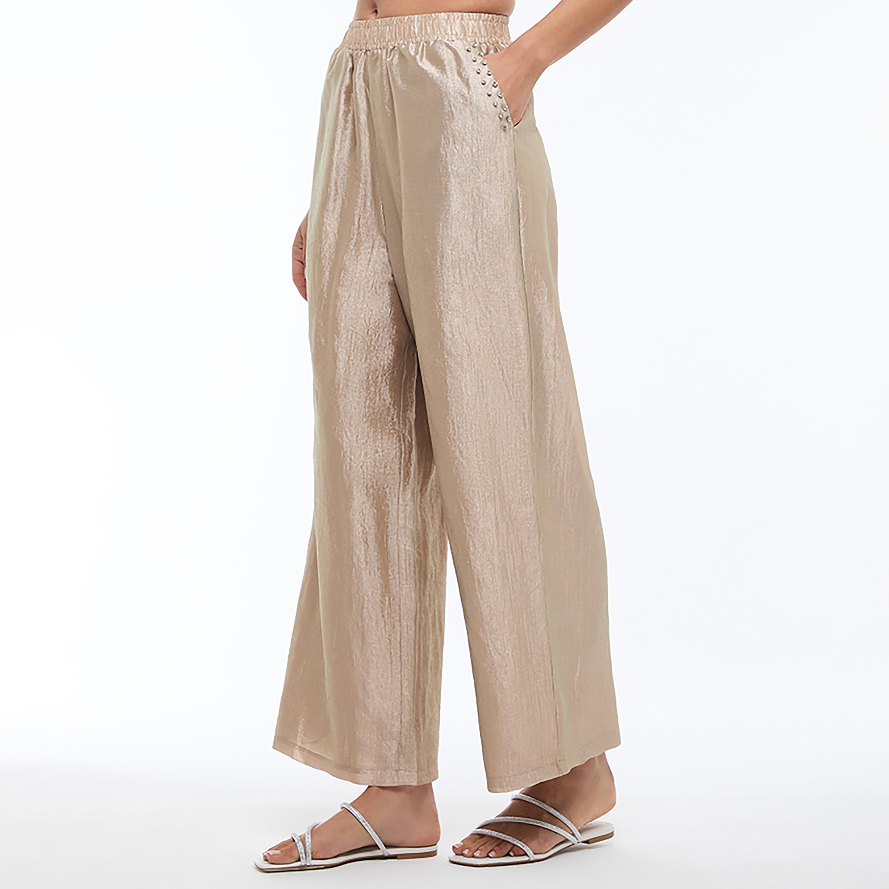 BCBG Gold Silky Wide Leg Women's Trousers-women-clothing-bottoms-trousers-image-3