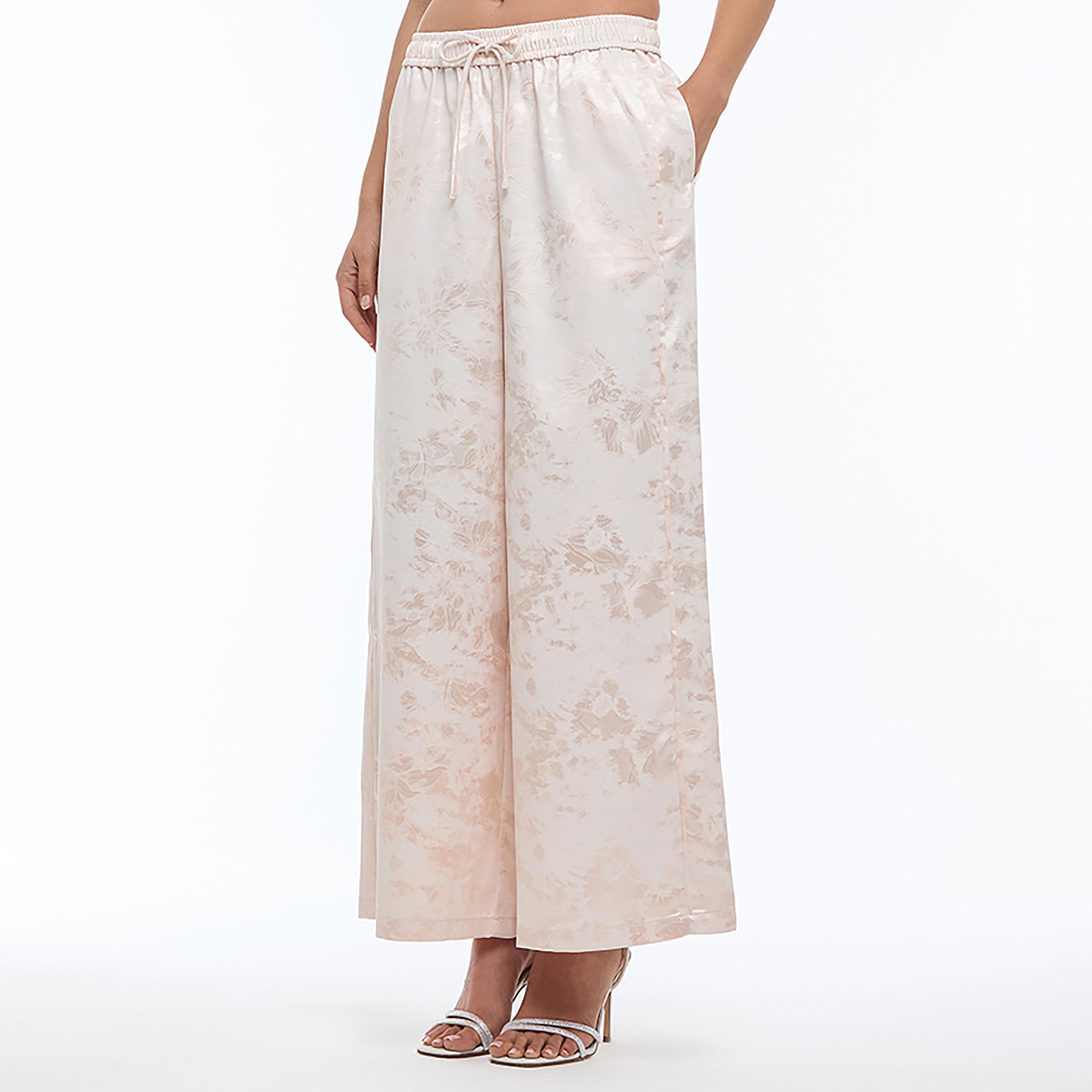 BCBG Pink Jacquard Satin Wide Leg Women's Trousers-women-clothing-bottoms-trousers-image-3