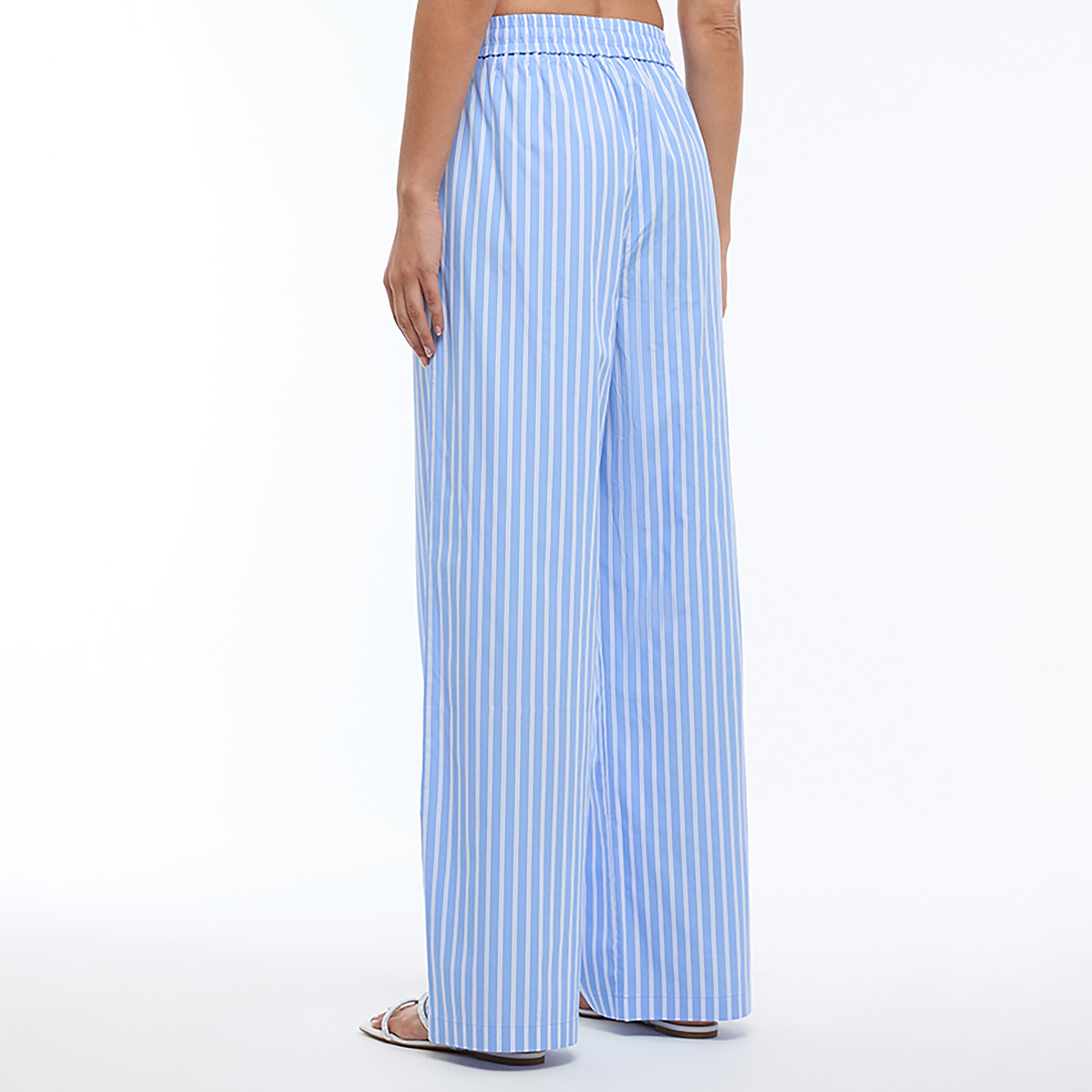 بنطلون نسائي مخطط بأرجل واسعة بلون أزرق من بي سي بي جي-women-clothing-bottoms-trousers-image-3
