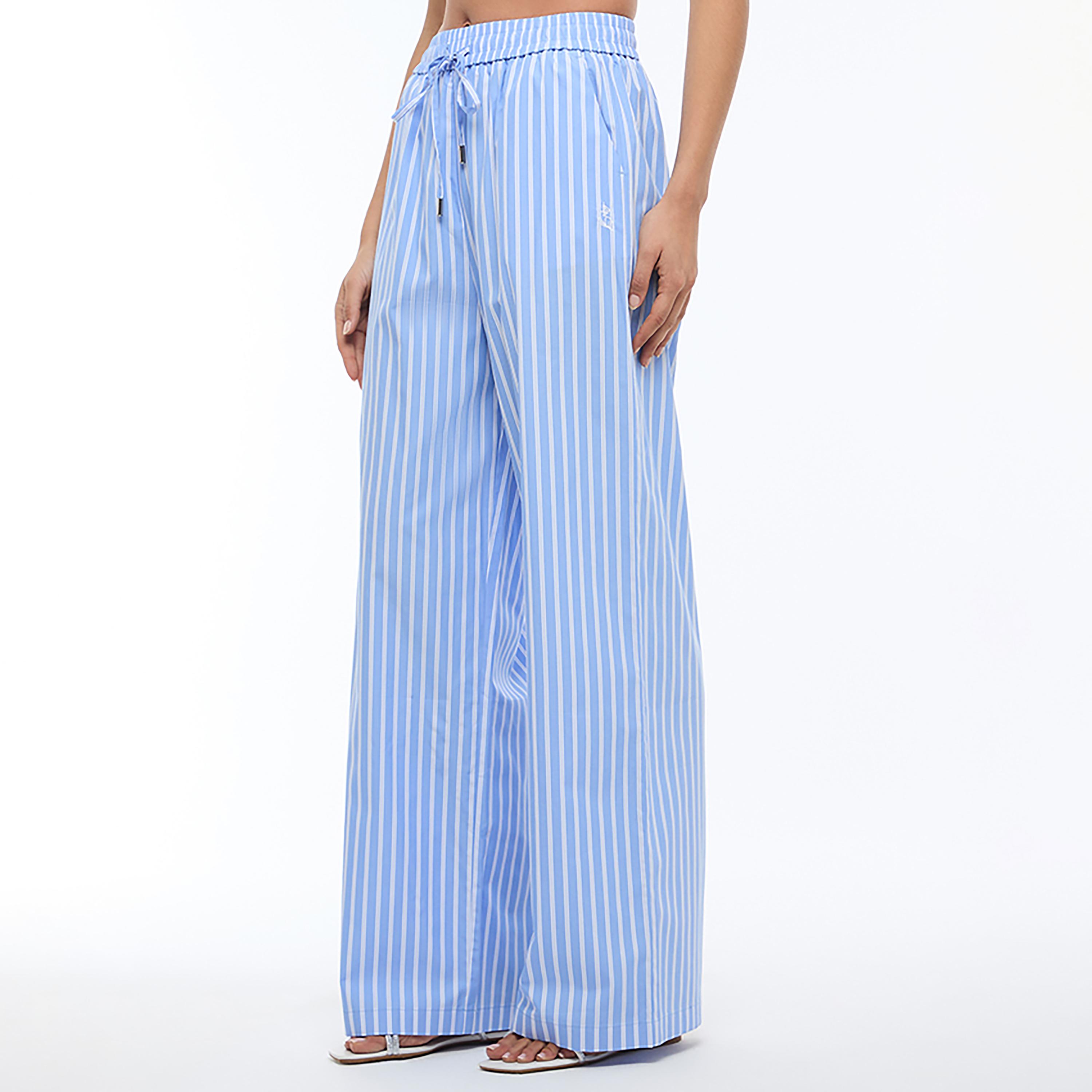 بنطلون نسائي مخطط بأرجل واسعة بلون أزرق من بي سي بي جي-women-clothing-bottoms-trousers-image-5