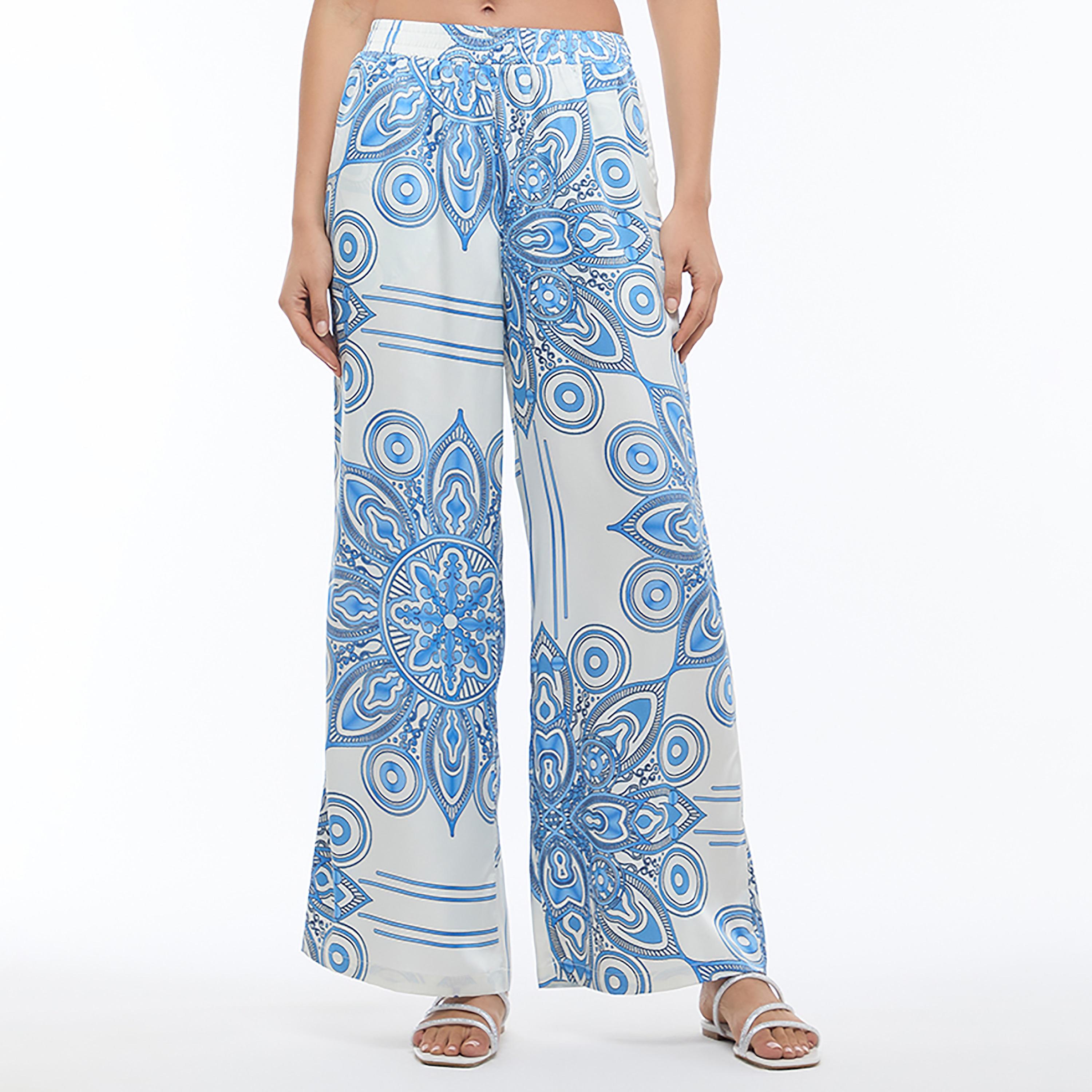 بنطلون نسائي أرجل واسعة قماش شيفون بطبعة "ماندالا" متعدد الألوان من بي سي بي جي-women-clothing-bottoms-trousers-image-1
