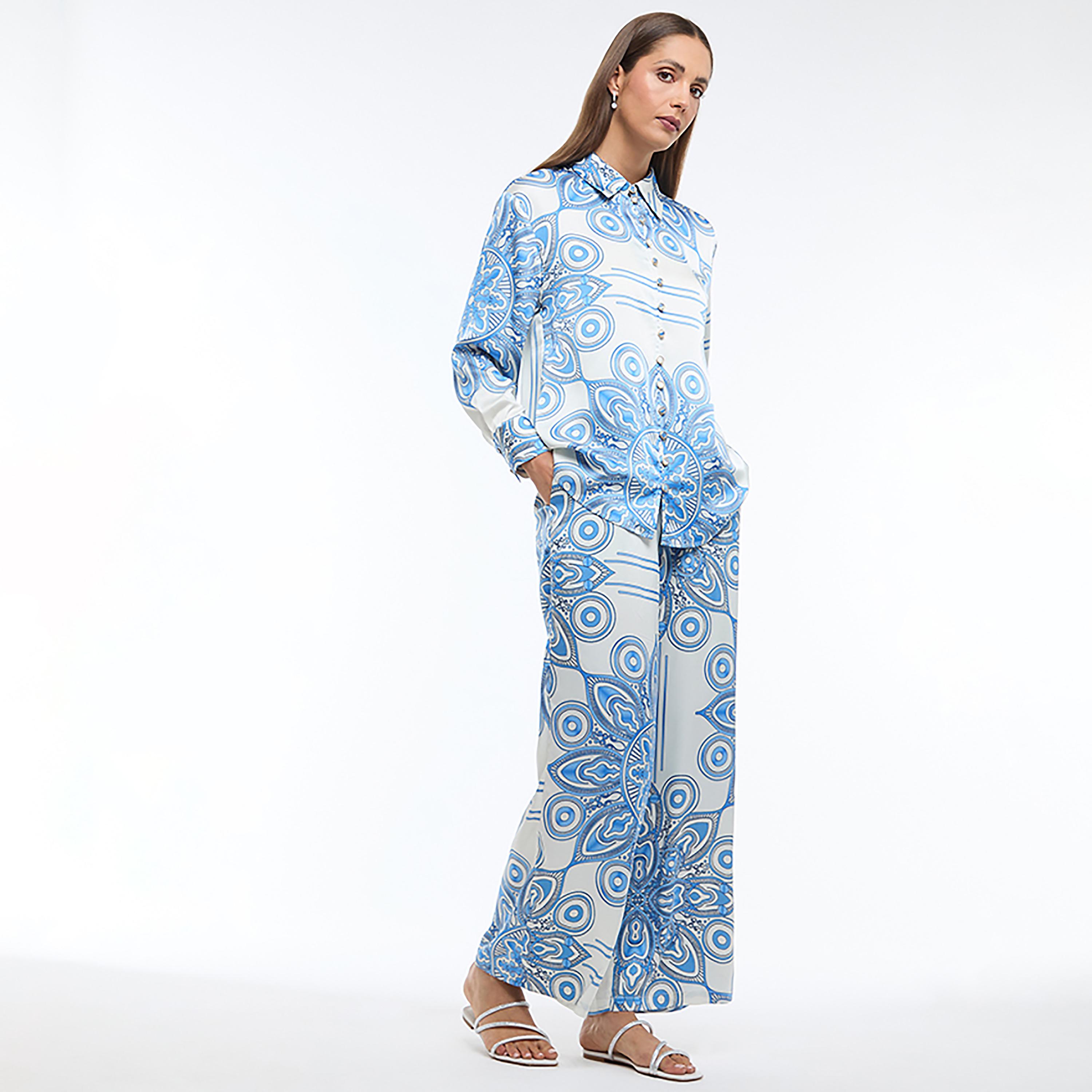 بنطلون نسائي أرجل واسعة قماش شيفون بطبعة "ماندالا" متعدد الألوان من بي سي بي جي-women-clothing-bottoms-trousers-image-2