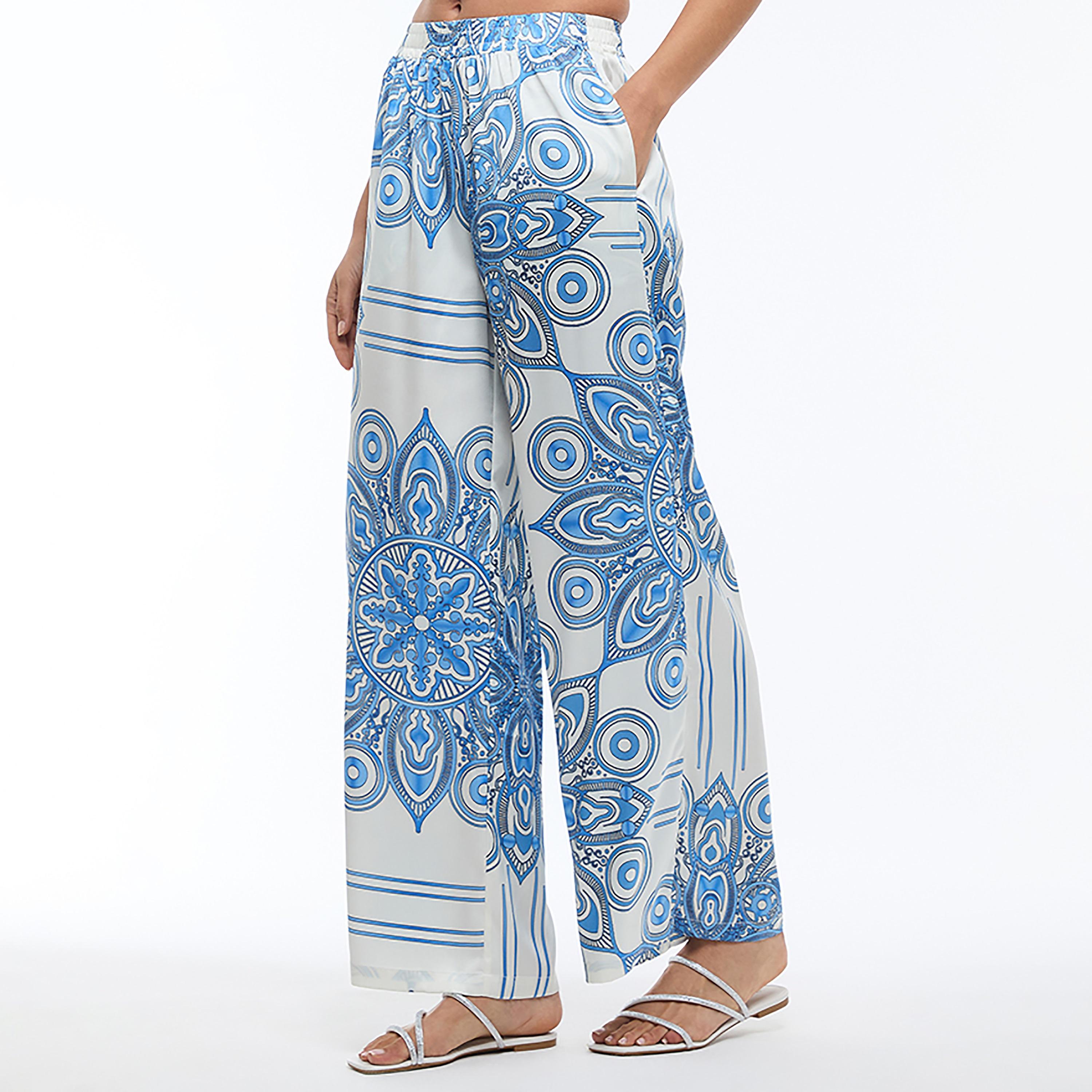 بنطلون نسائي أرجل واسعة قماش شيفون بطبعة "ماندالا" متعدد الألوان من بي سي بي جي-women-clothing-bottoms-trousers-image-3