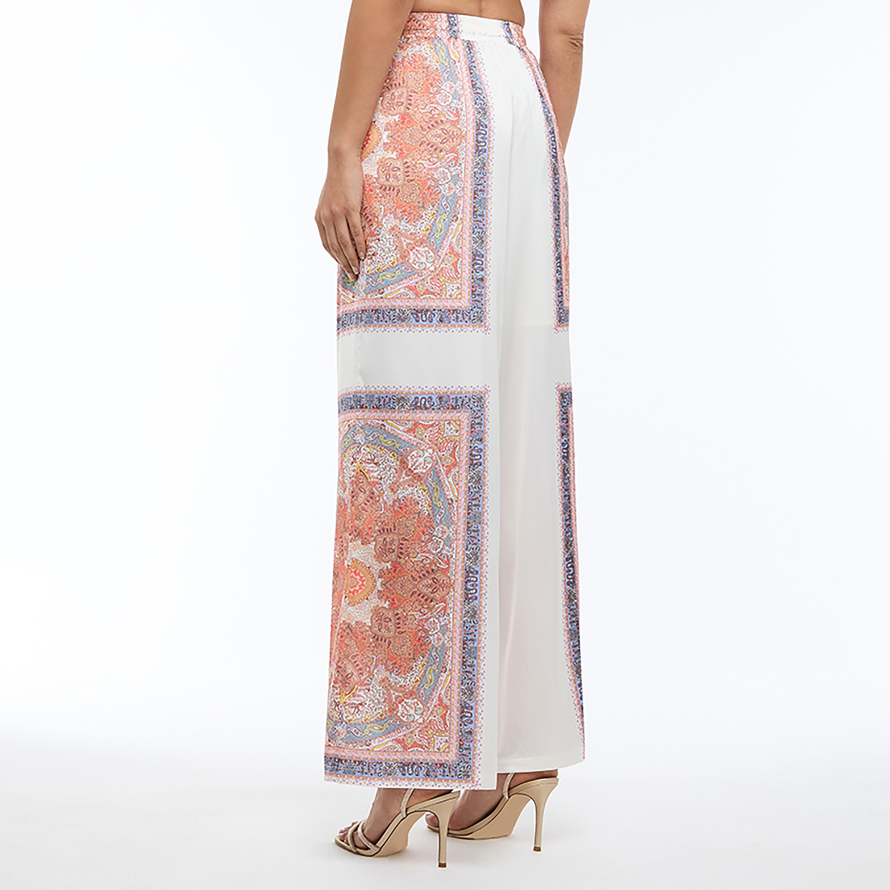 بنطلون نسائي أرجل واسعة ساتان مطبوع متعدد الألوان من بي سي بي جي-women-clothing-bottoms-trousers-image-4
