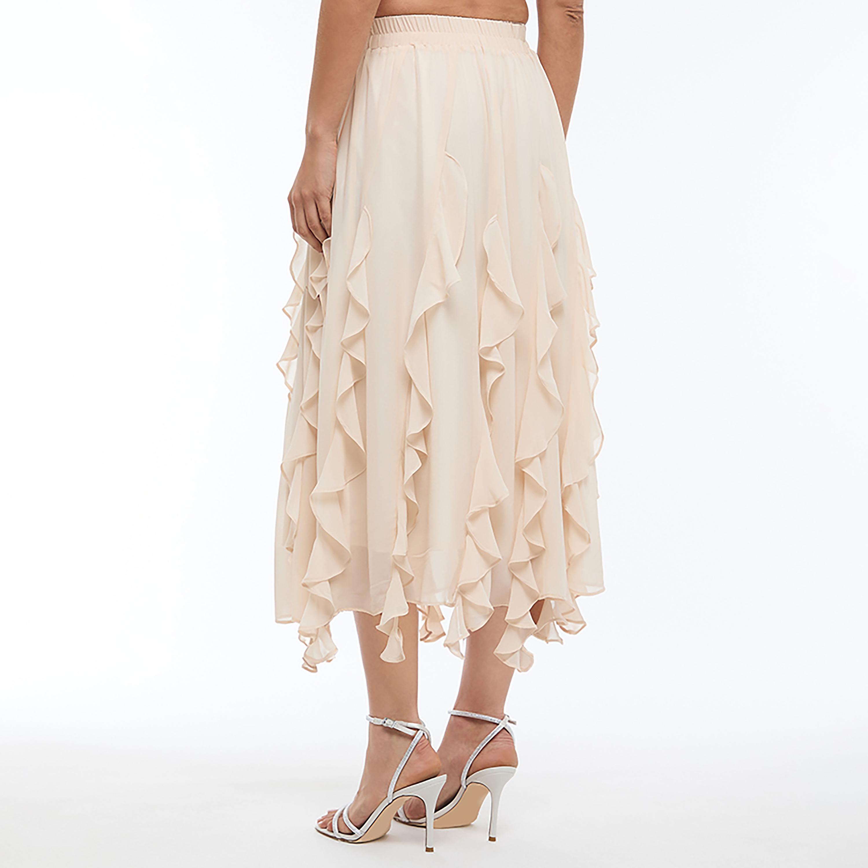 BCBG Beige Ruffled Asymmetric Women's Skirt-women-clothing-bottoms-skirts-image-4