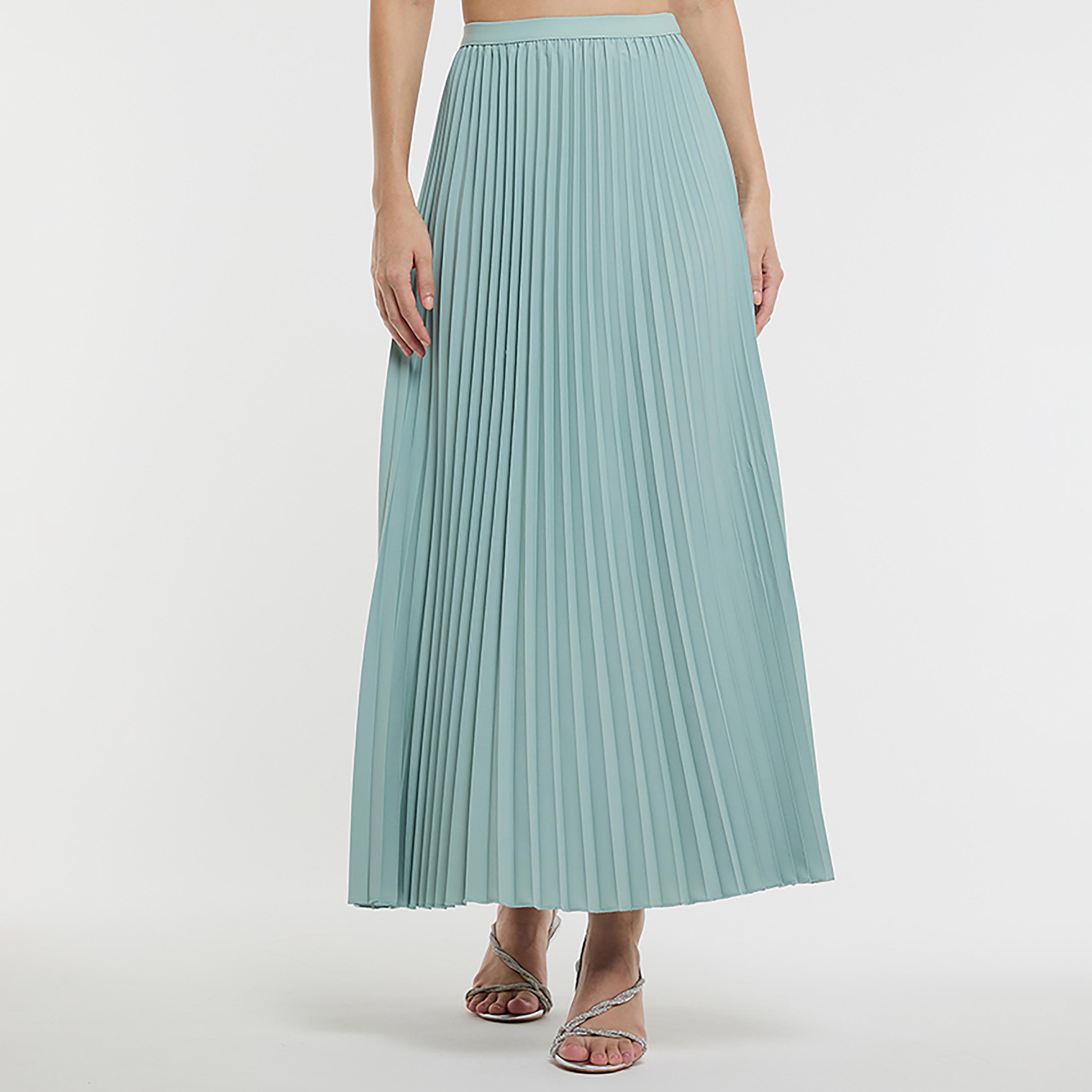 BCBG Blue Pleated A-Line Women's Maxi Skirt-women-clothing-skirts-image-1