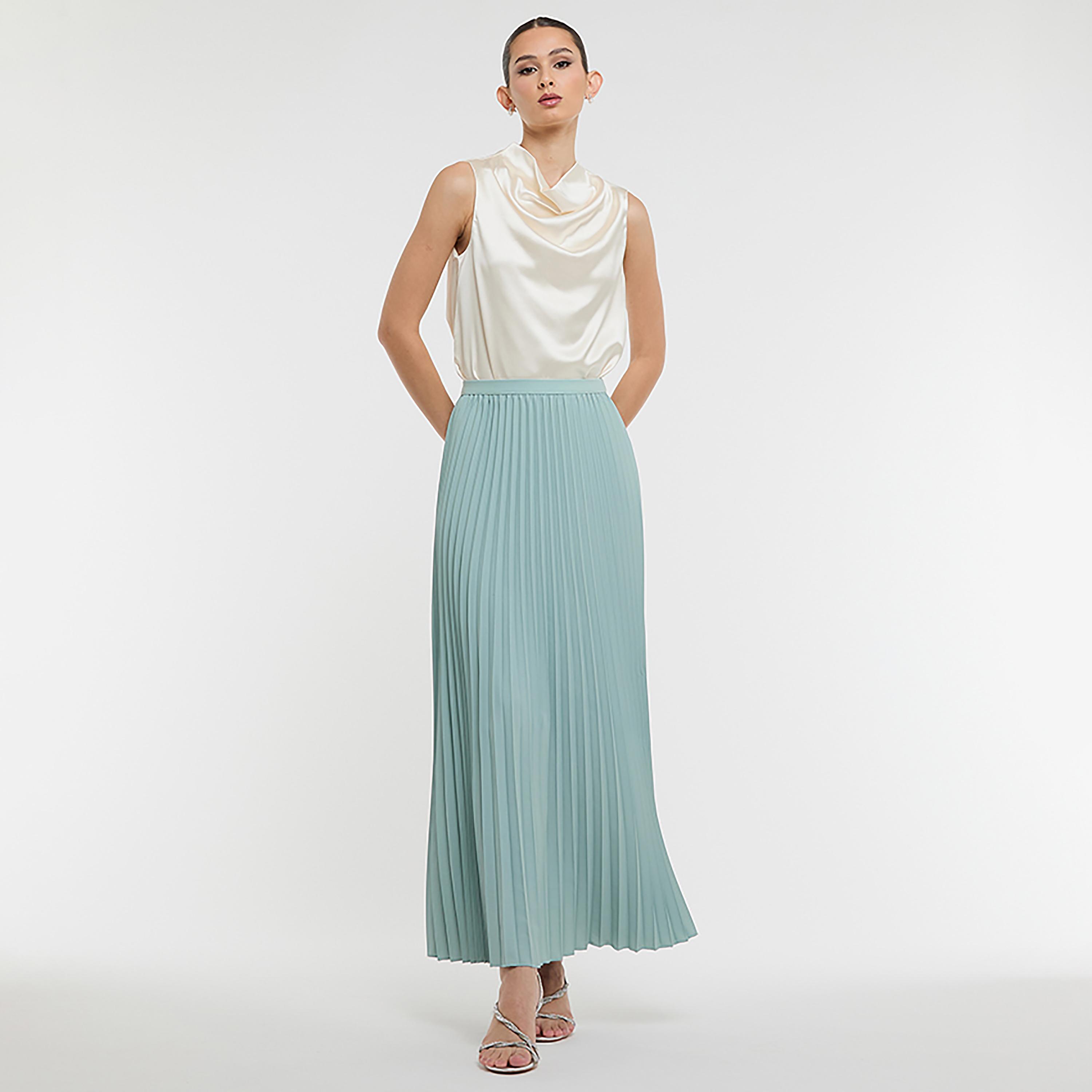 BCBG Blue Pleated A-Line Women's Maxi Skirt-women-clothing-skirts-image-2