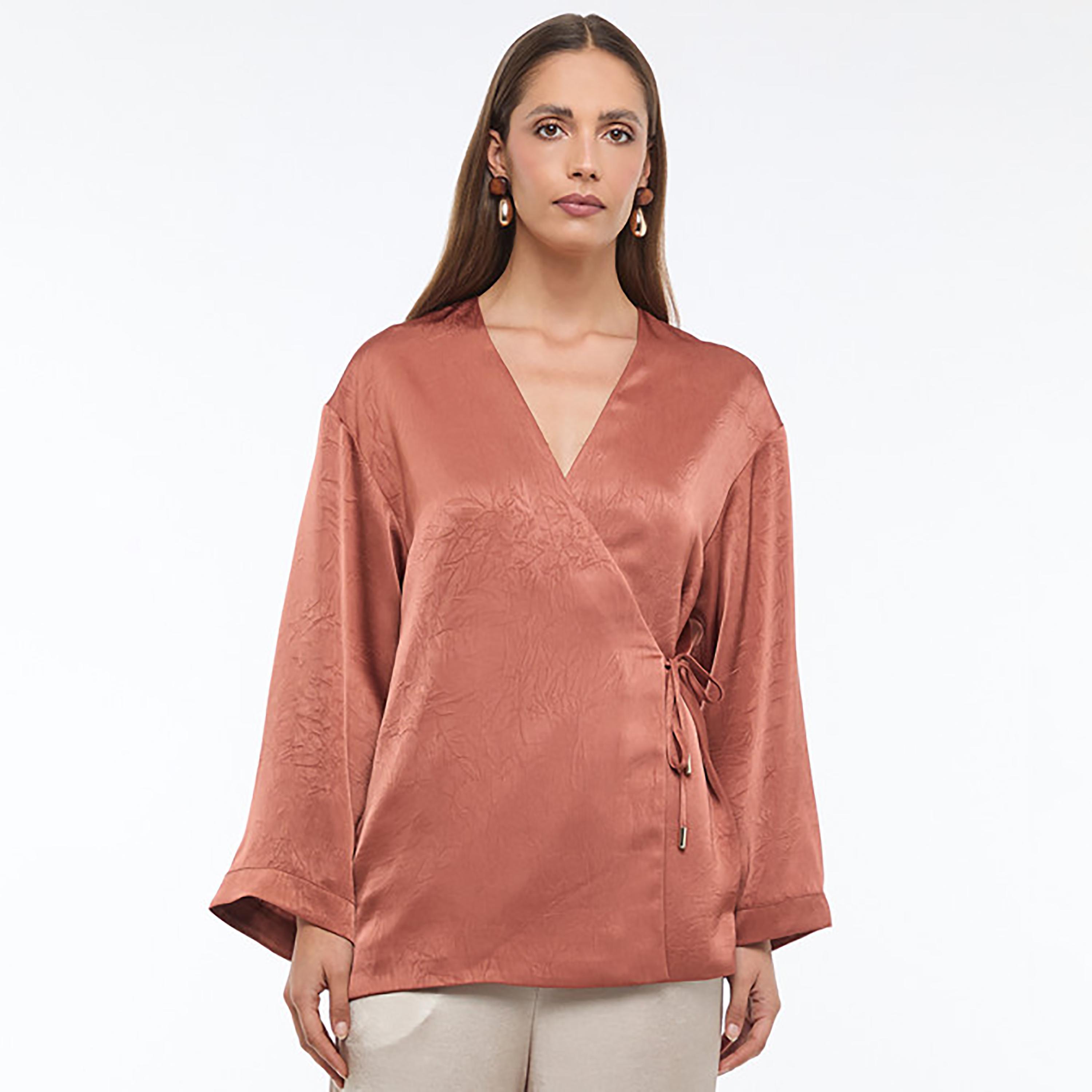 BCBG Rust Women's Wrap Top-women-clothing-shirtsandblouses-blouses-image-1