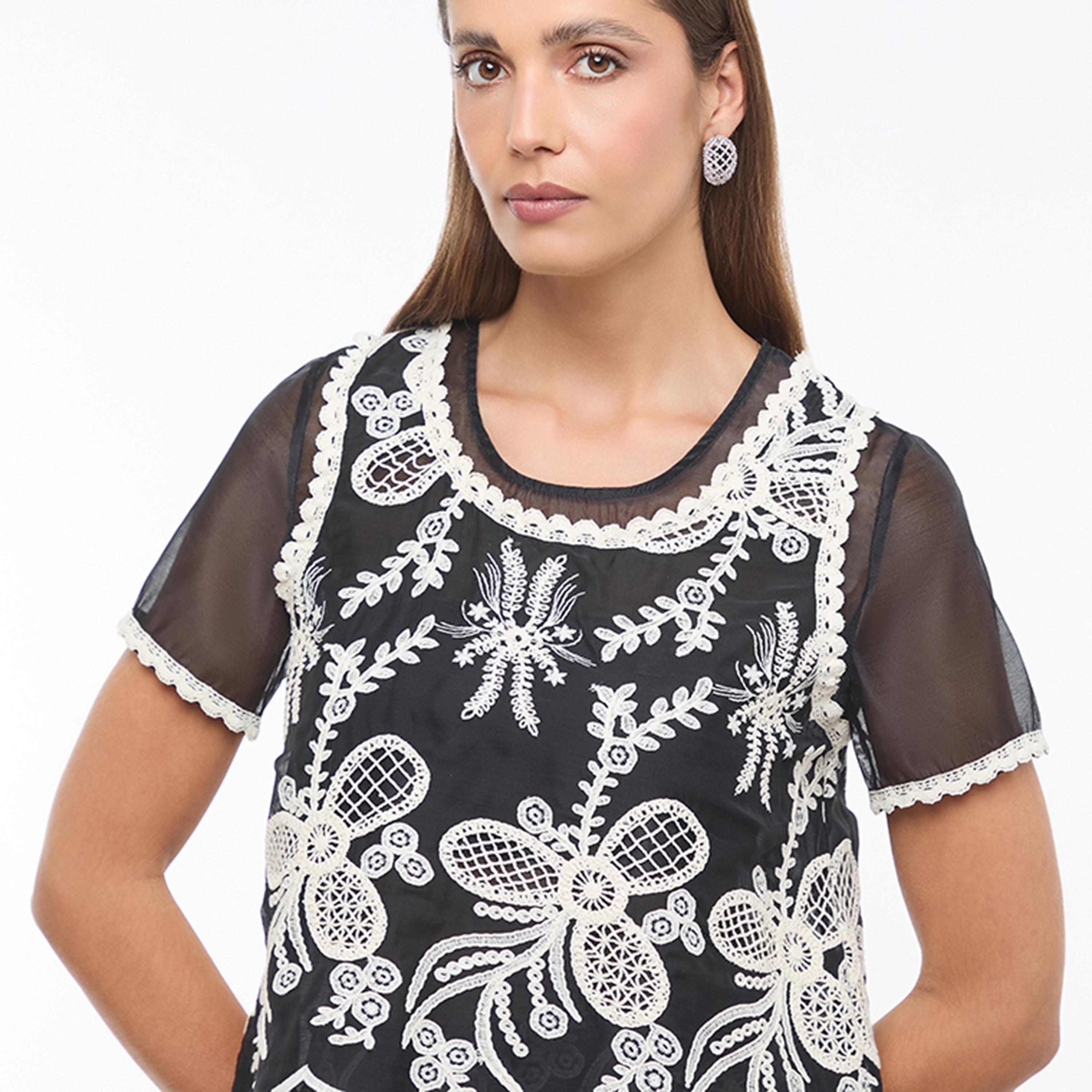 BCBG Black Floral Embroidered Women's Top-women-clothing-shirtsandblouses-blouses-image-5
