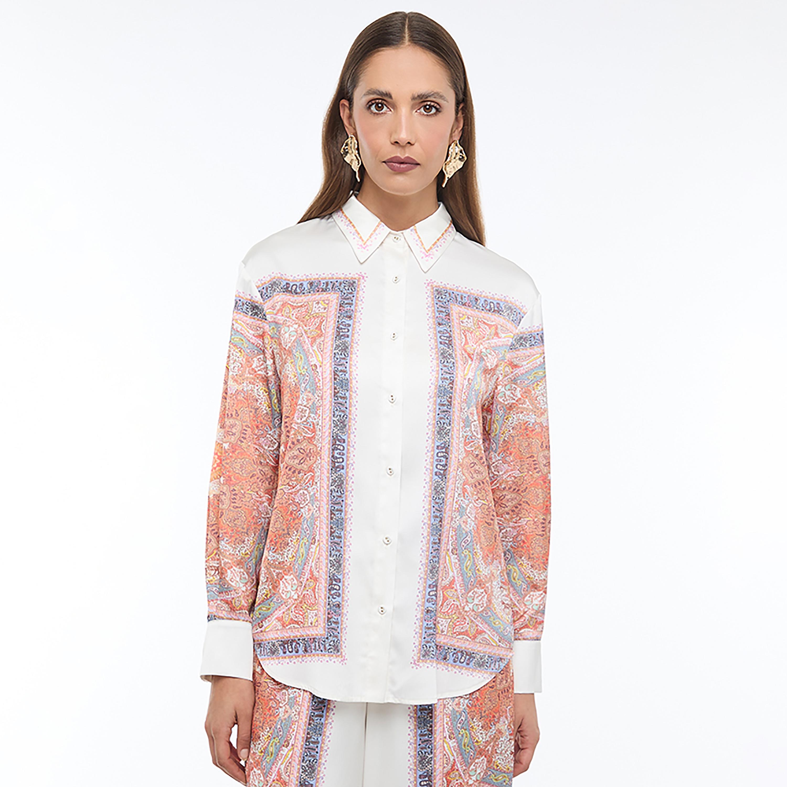 BCBG Multicolour Paisley Satin Women's Shirt-women-clothing-shirtsandblouses-shirts-image-1