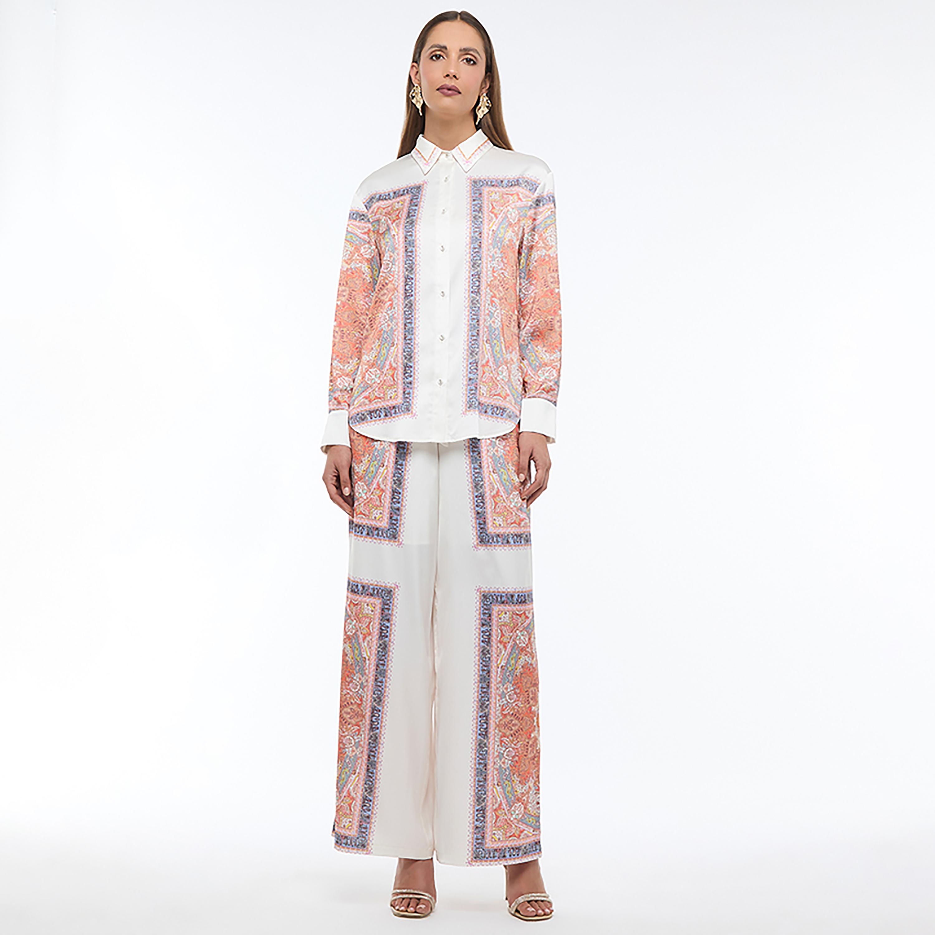 BCBG Multicolour Paisley Satin Women's Shirt-women-clothing-shirtsandblouses-shirts-image-2