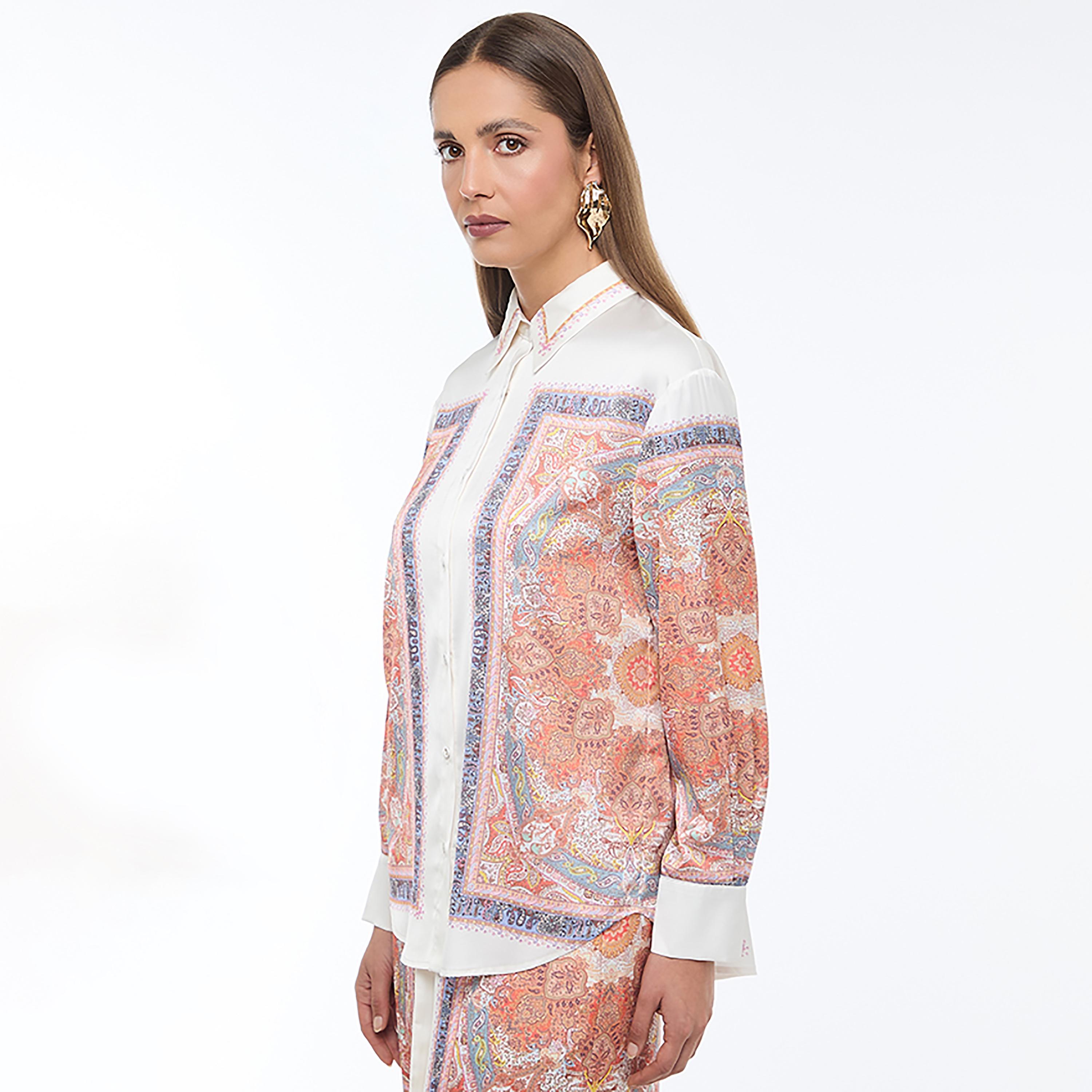 BCBG Multicolour Paisley Satin Women's Shirt-women-clothing-shirtsandblouses-shirts-image-3