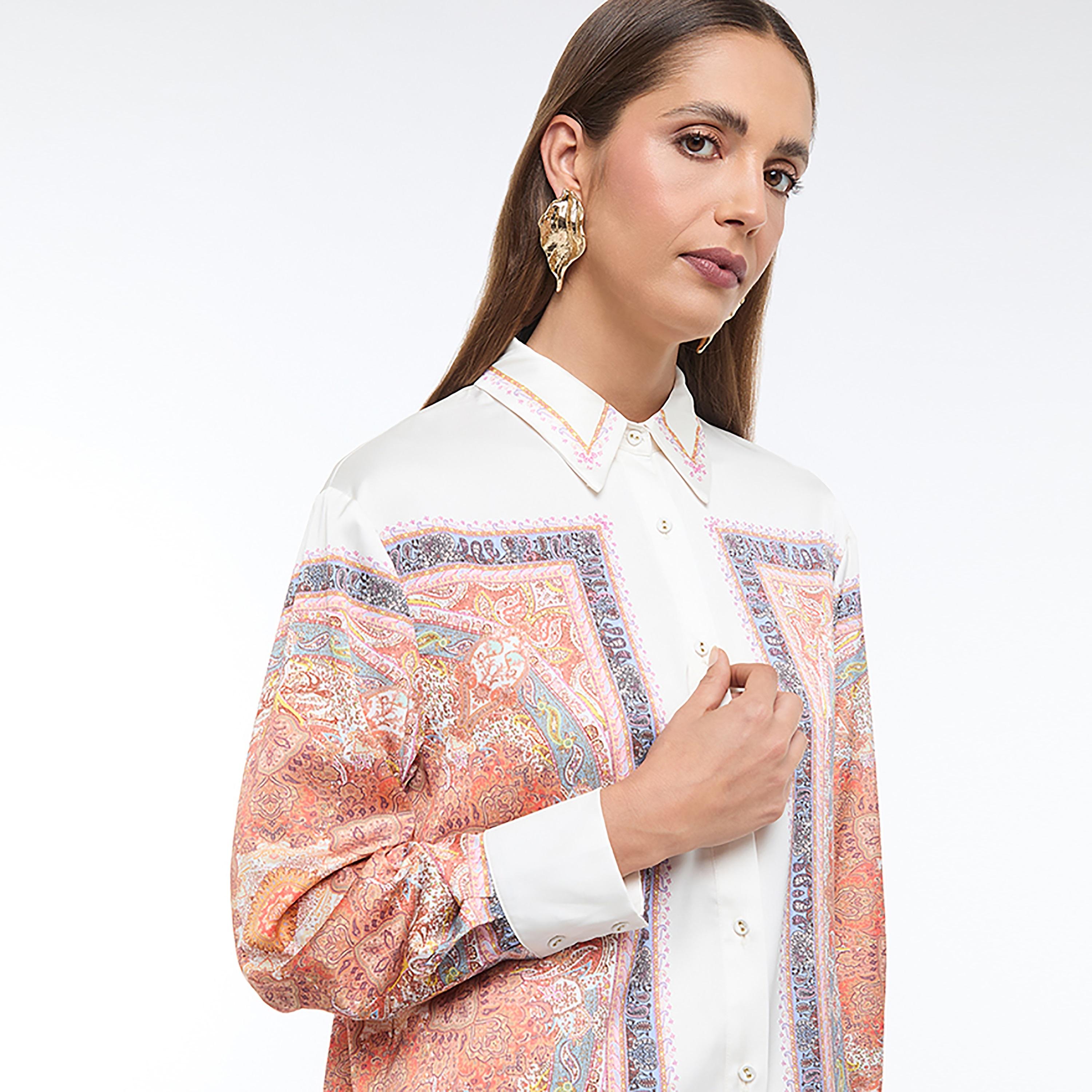 BCBG Multicolour Paisley Satin Women's Shirt-women-clothing-shirtsandblouses-shirts-image-5