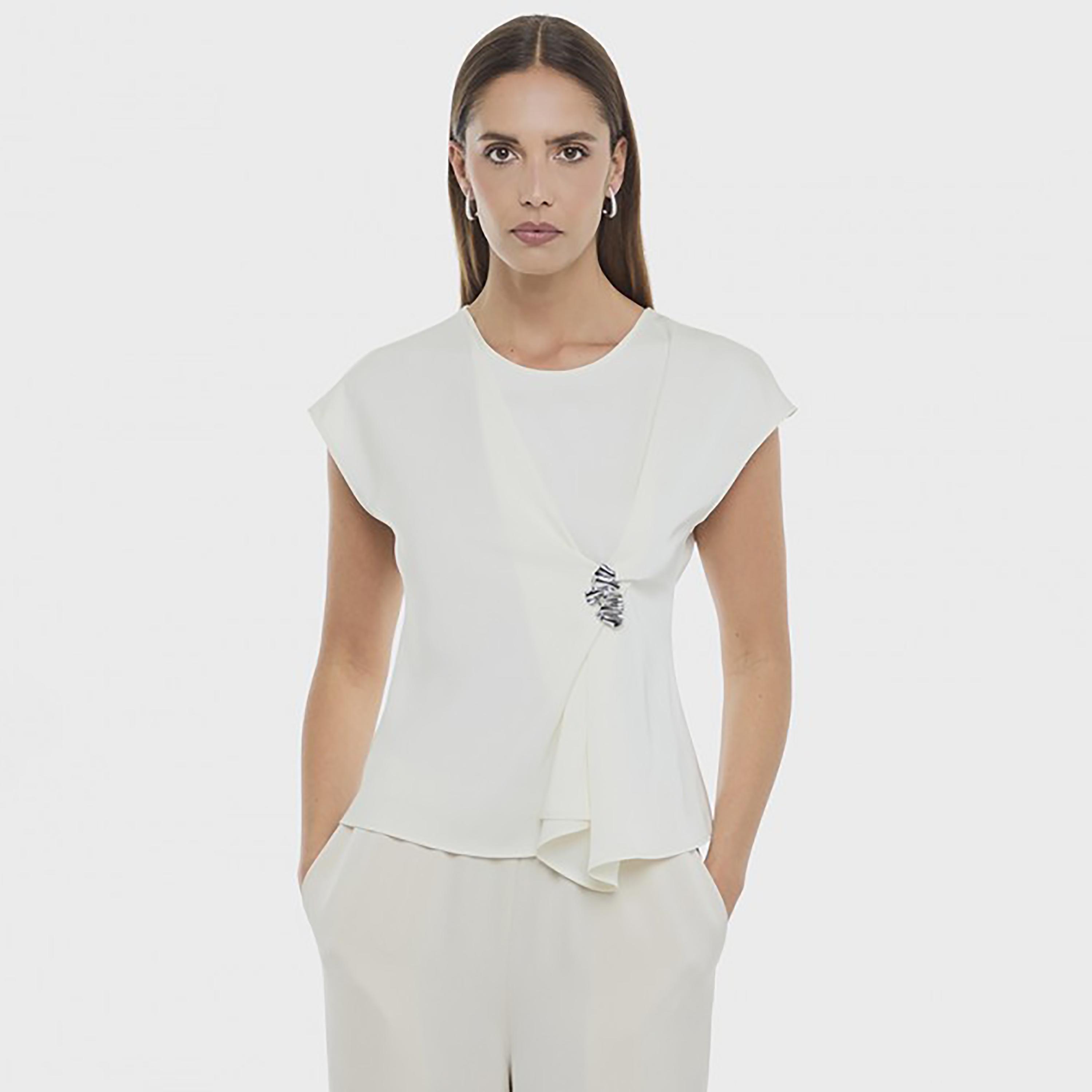 BCBG White Cap Sleeves Women's Wrap Top-women-clothing-shirtsandblouses-blouses-image-1