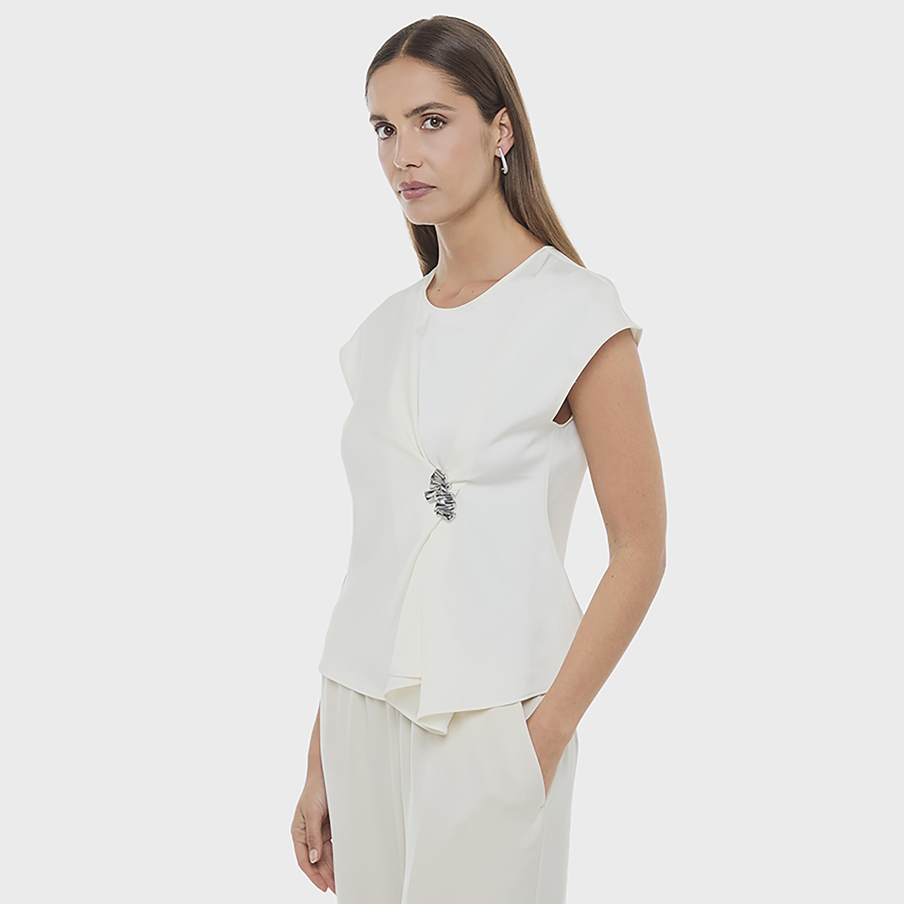 BCBG White Cap Sleeves Women's Wrap Top-women-clothing-shirtsandblouses-blouses-image-5