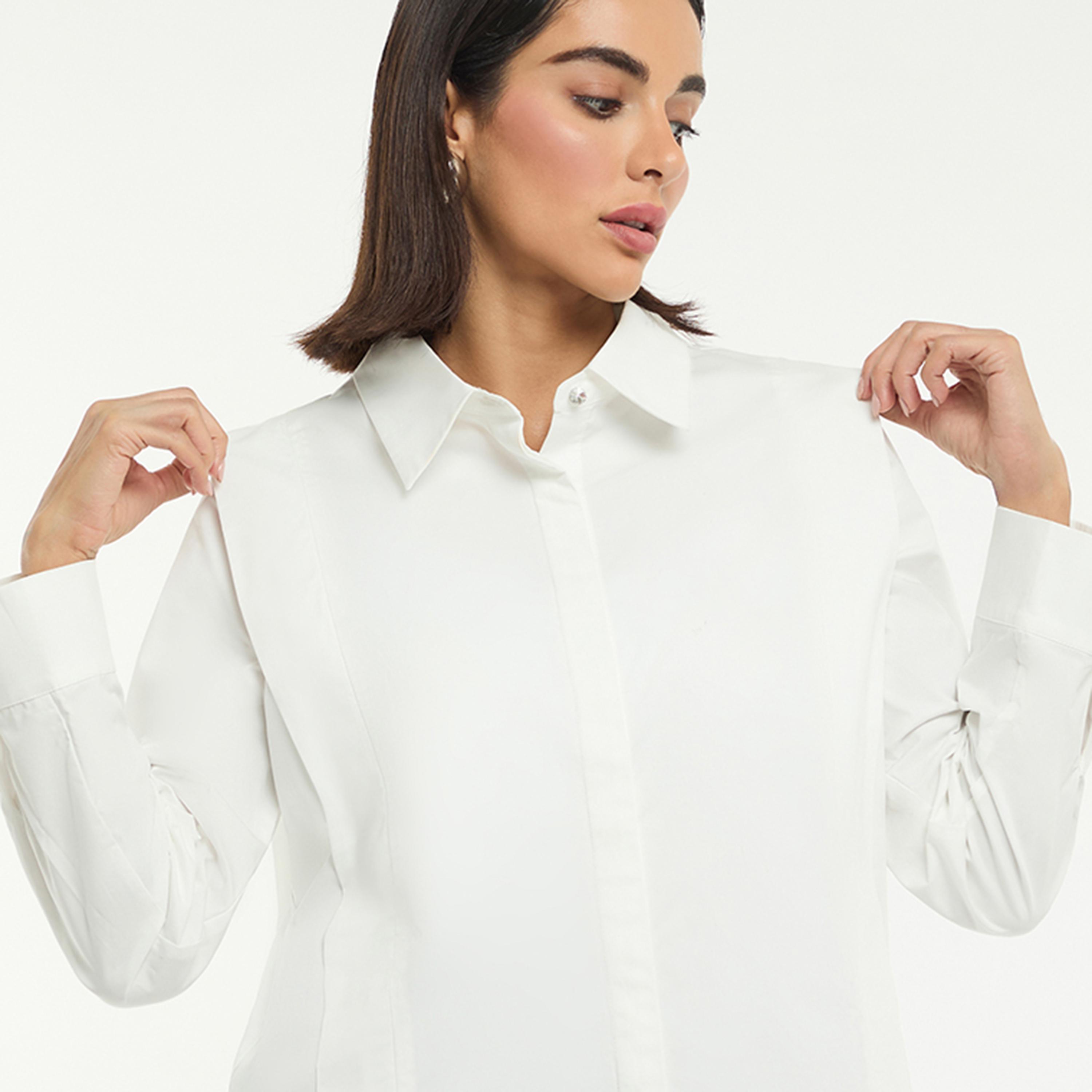 BCBG White Classic Collar Women's Shirt-women-clothing-shirtsandblouses-shirts-image-4