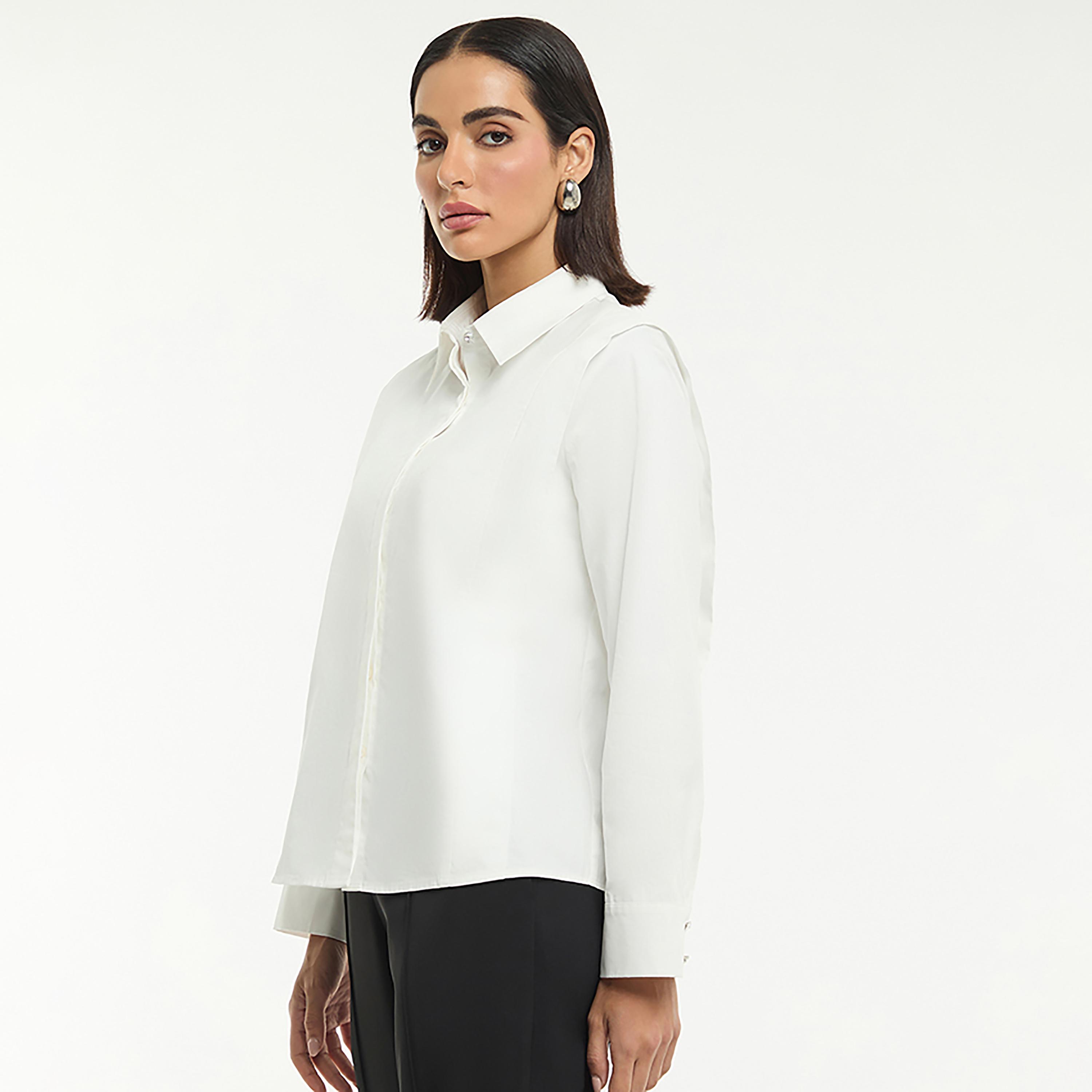 قميص نسائي بياقة كلاسيكية بلون أبيض من بي سي بي جي-women-clothing-shirtsandblouses-shirts-image-5
