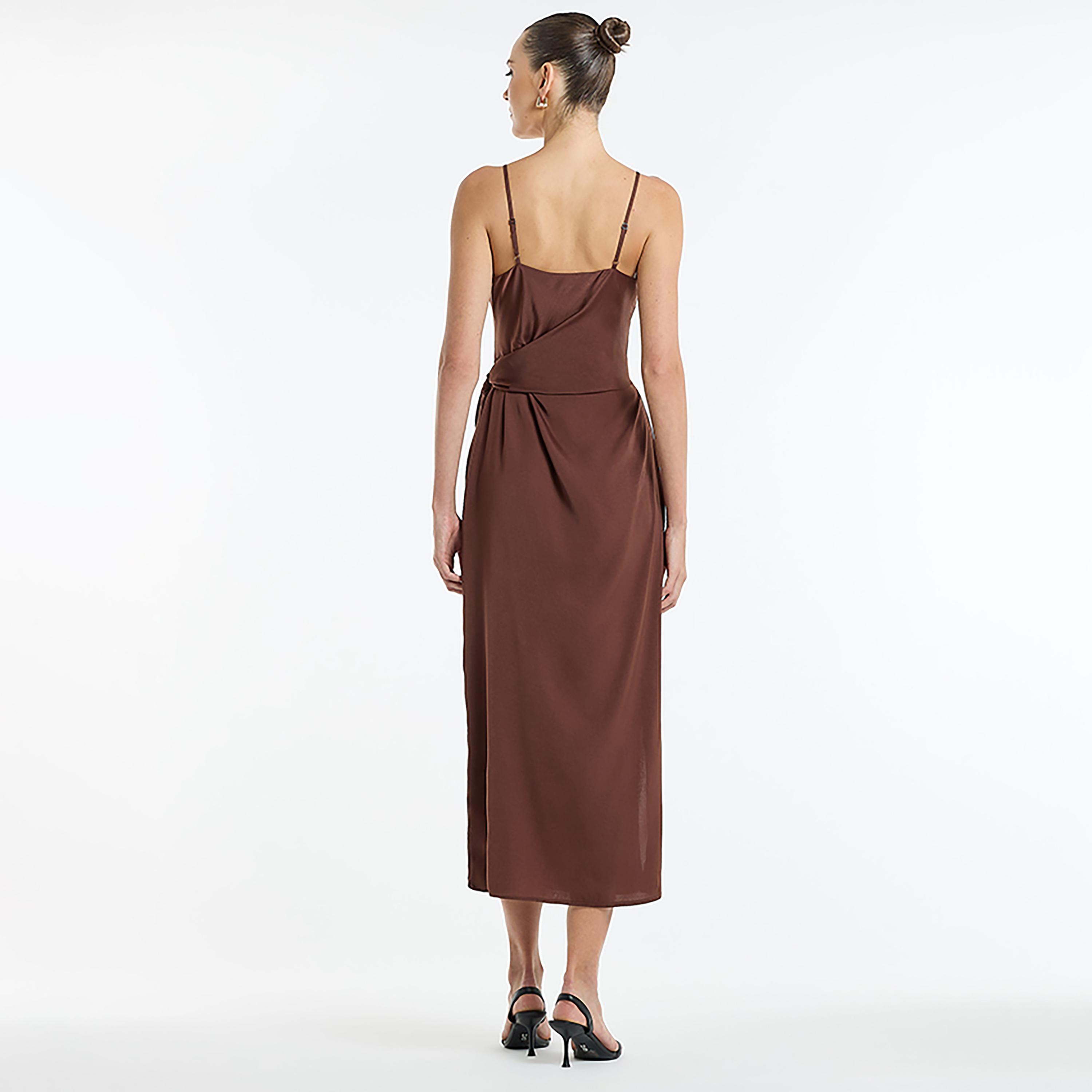 BCBG Satin Wrap Waist Shoulder Strap Slit Women's Midi Dress-women-clothing-dresses-image-3