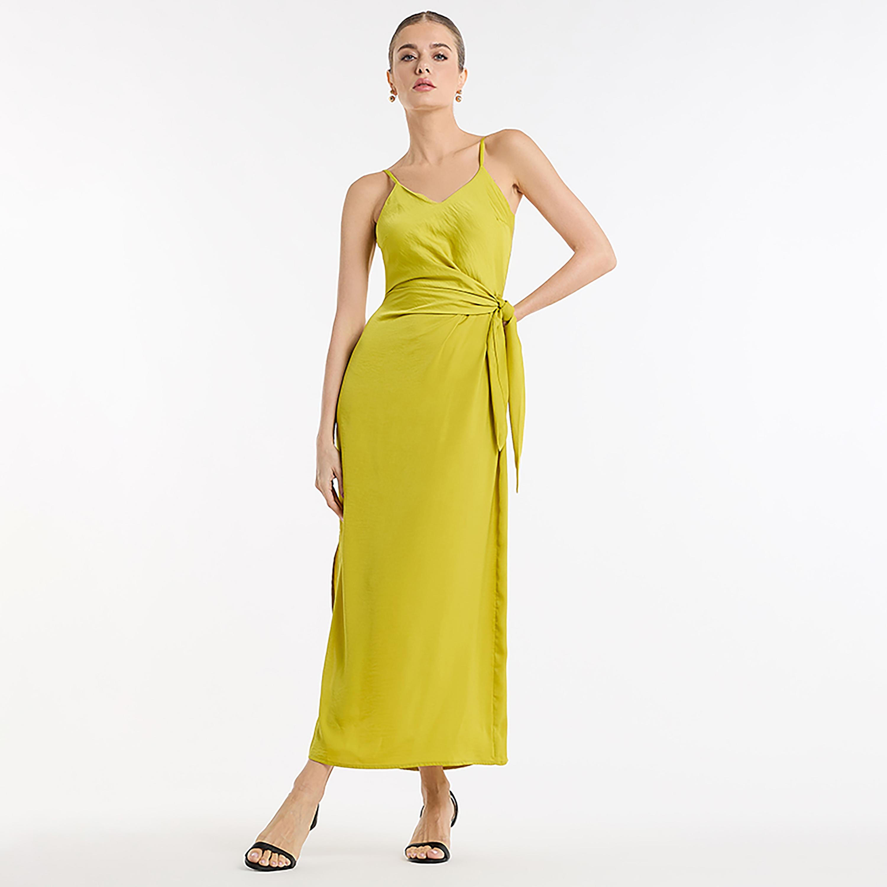 BCBG Satin Wrap Waist Shoulder Strap Slit Women's Midi Dress-women-clothing-dresses-image-6