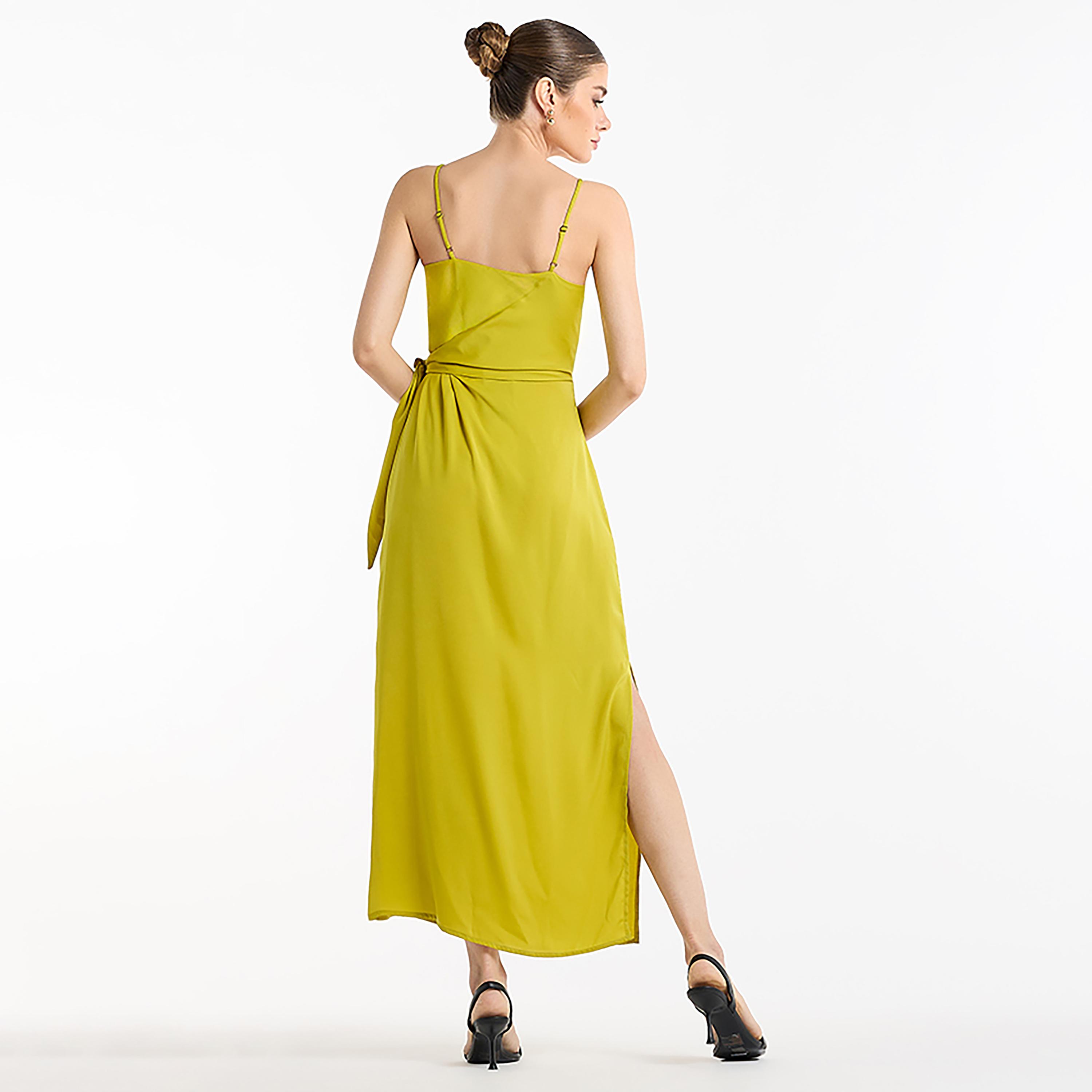BCBG Satin Wrap Waist Shoulder Strap Slit Women's Midi Dress-women-clothing-dresses-image-8