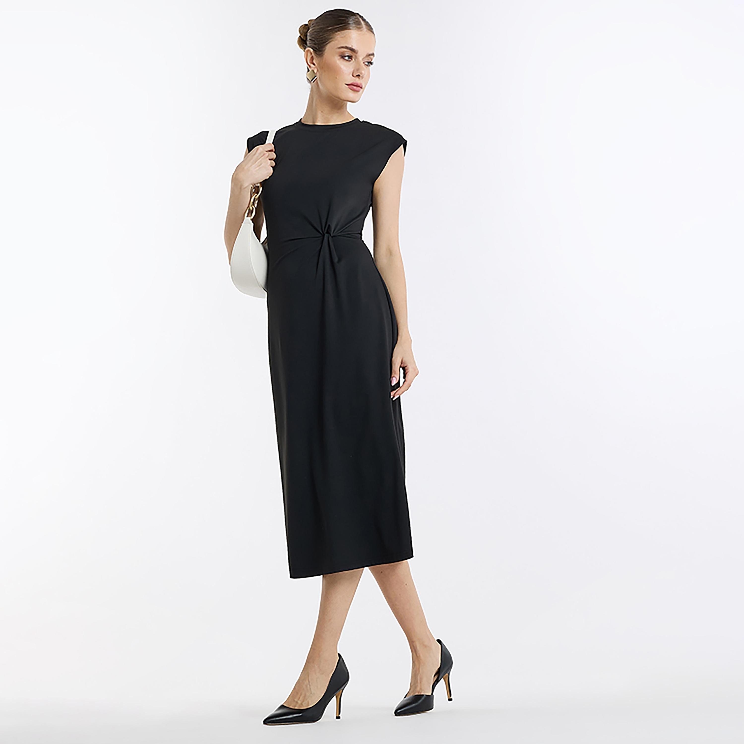 BCBG Cap Sleeves Sheath Women's Midi Dress-women-clothing-dresses-image-2