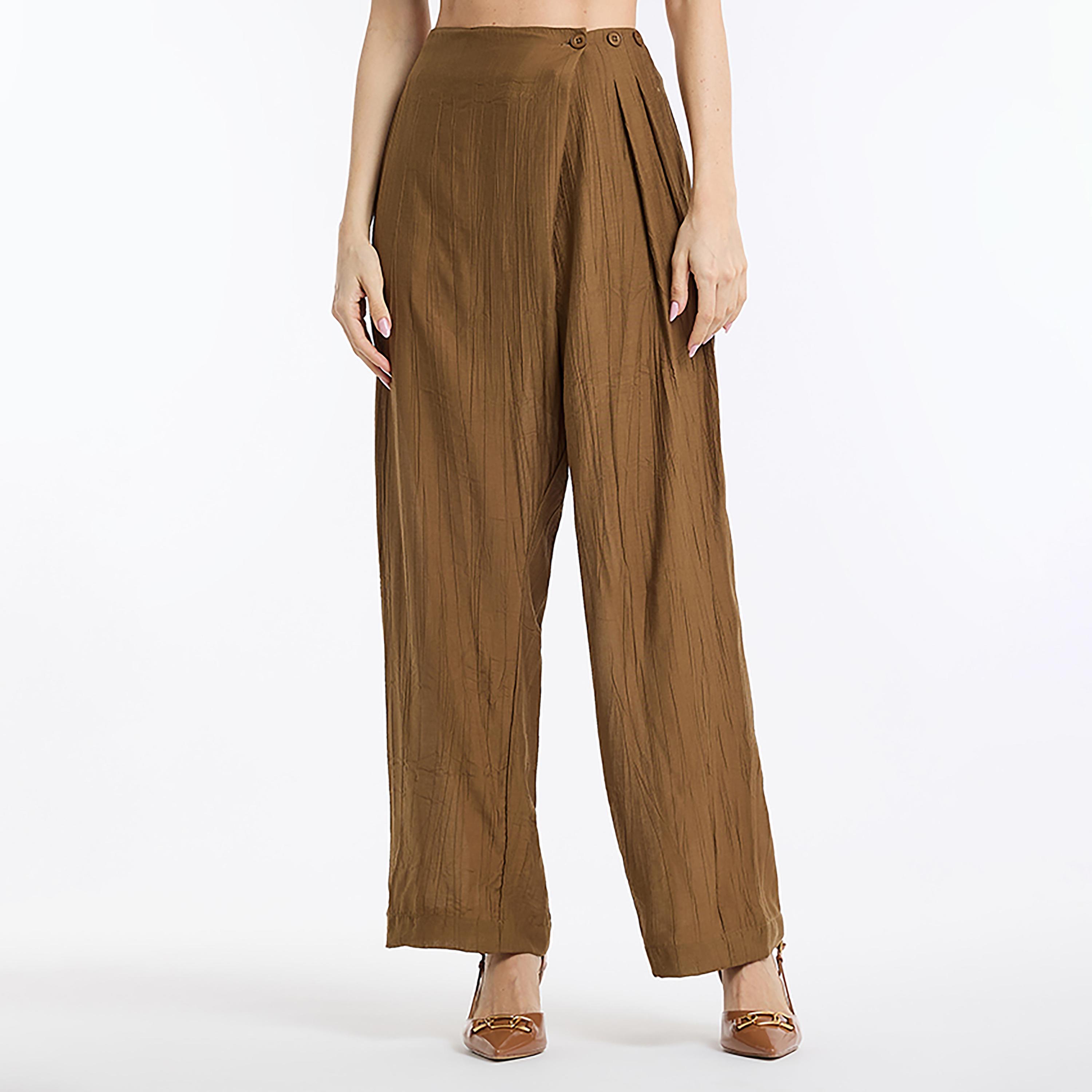 بنطلون نسائي بتصميم مجعد "كرينكلد" مع كسرات أمامية من بي سي بي جي-women-clothing-bottoms-trousers-image-6