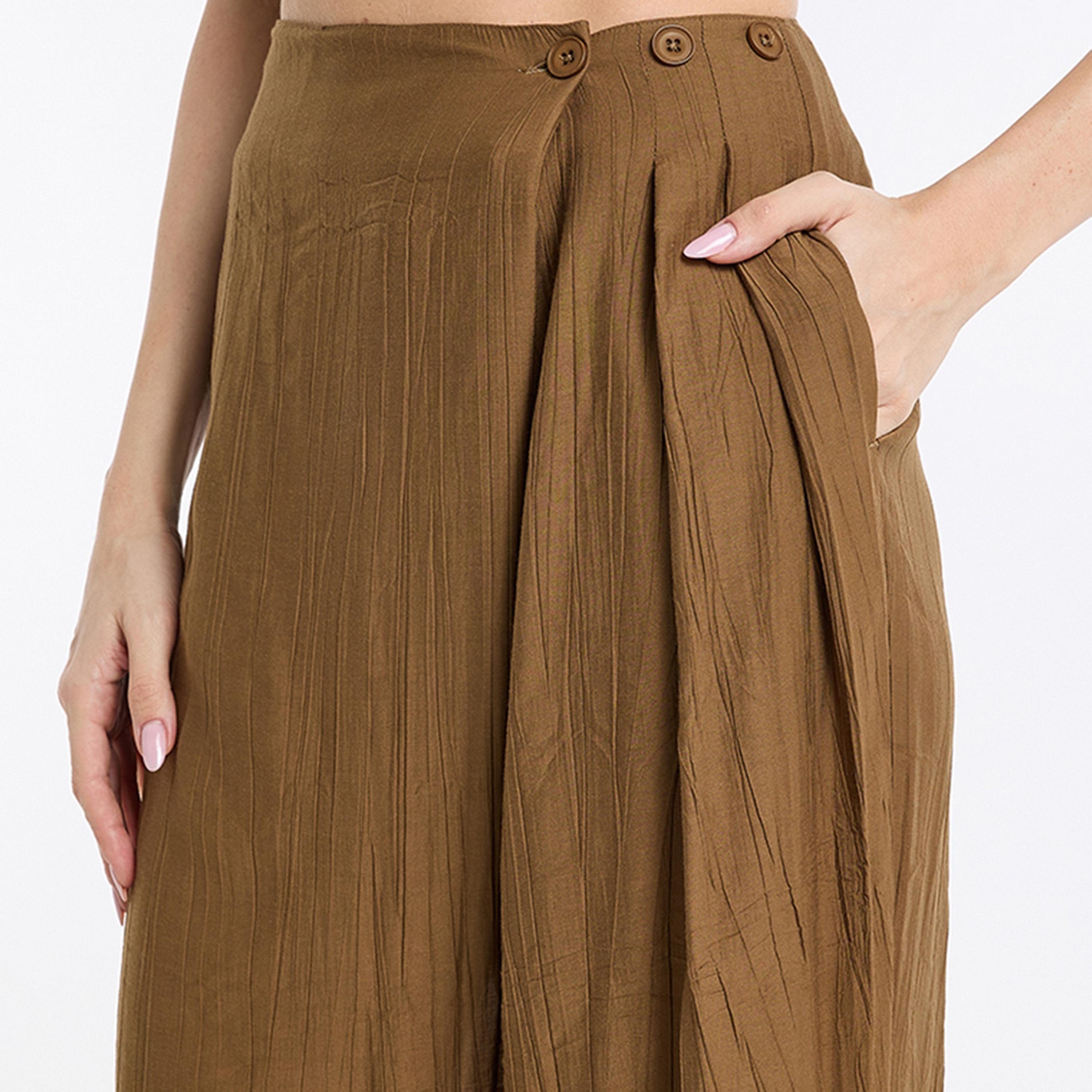 بنطلون نسائي بتصميم مجعد "كرينكلد" مع كسرات أمامية من بي سي بي جي-women-clothing-bottoms-trousers-image-9