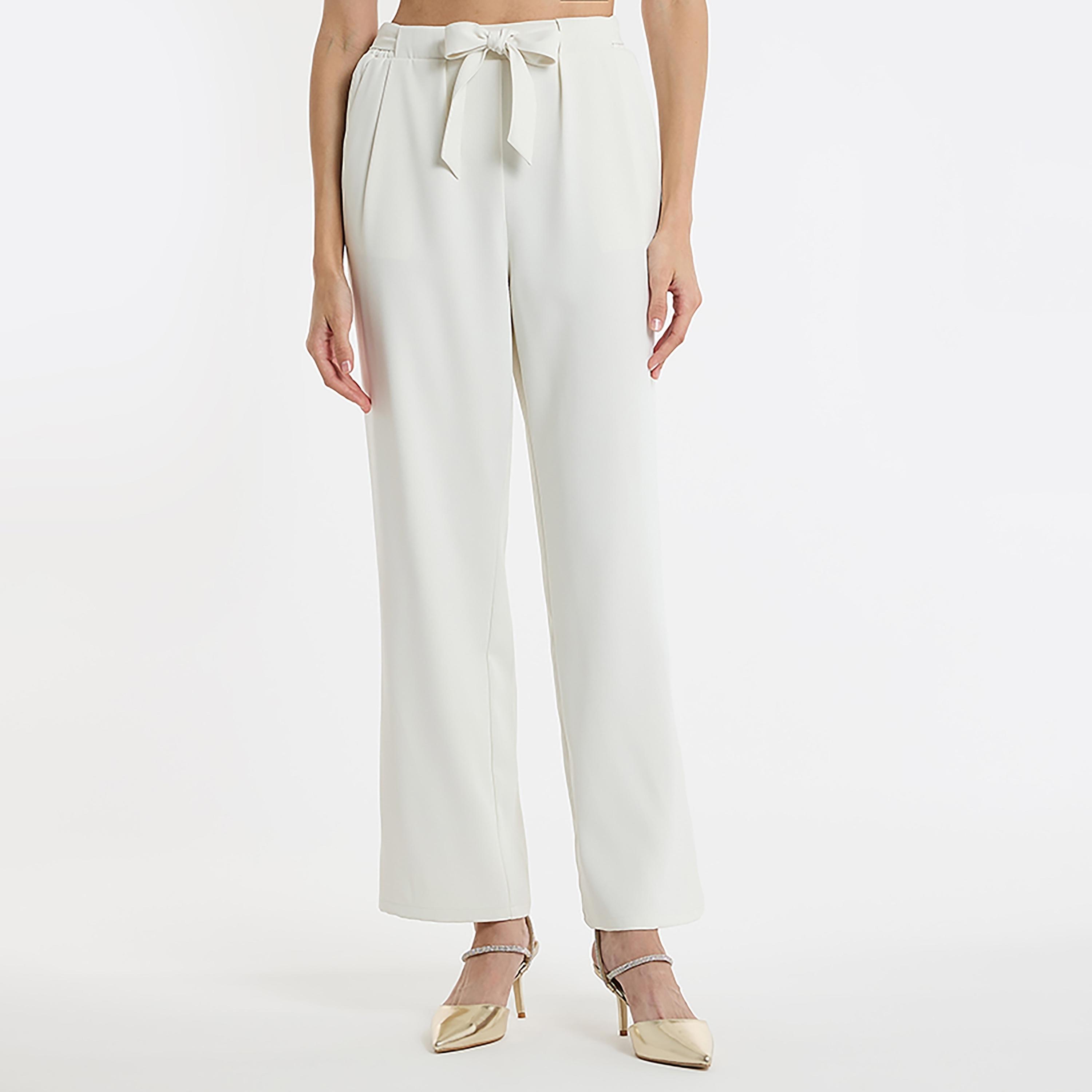 بنطلون نسائي بخصر مرتفع بطية واحدة للنساء بي سي بي جي-women-clothing-trousers-image-1