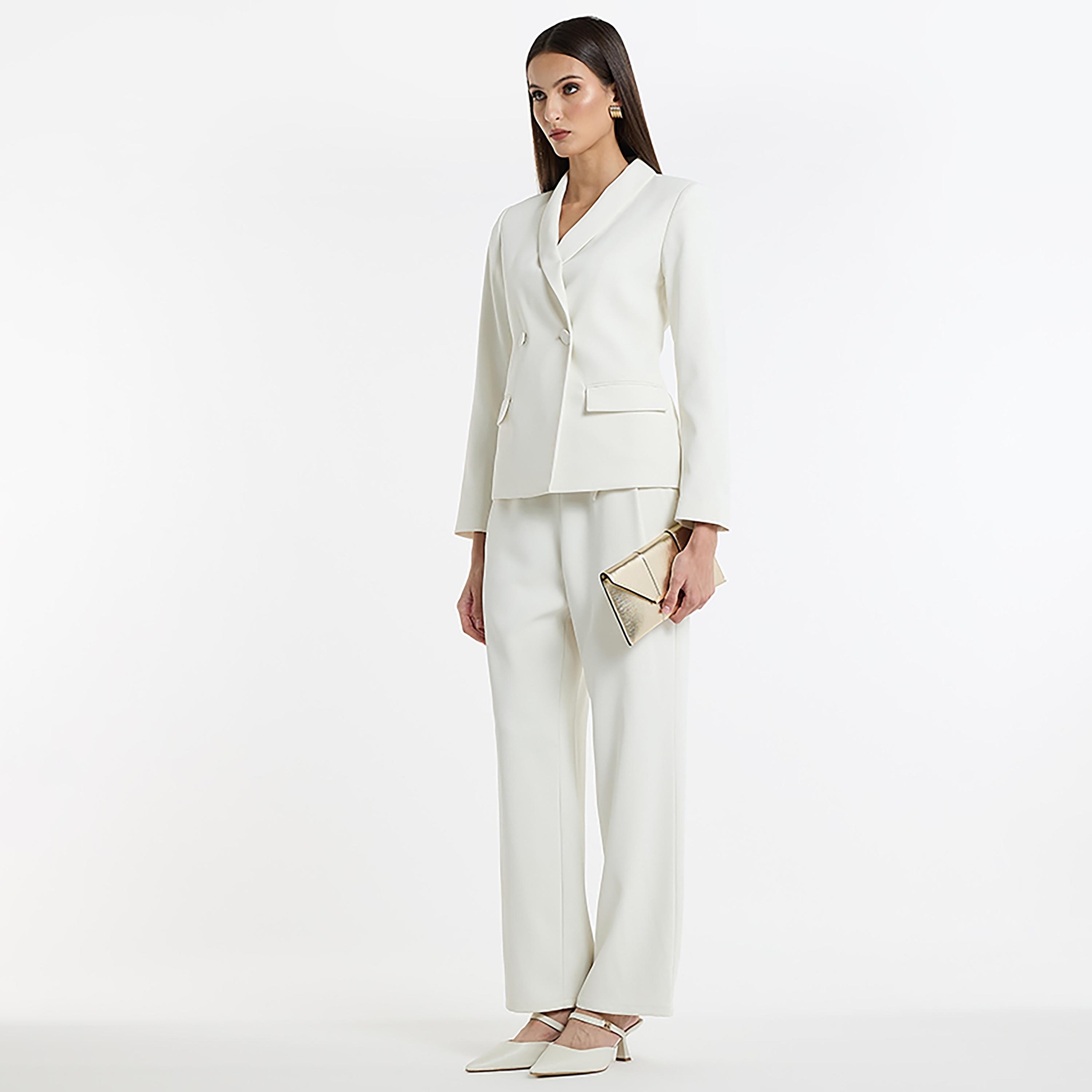 بنطلون نسائي بخصر مرتفع بطية واحدة للنساء بي سي بي جي-women-clothing-trousers-image-2