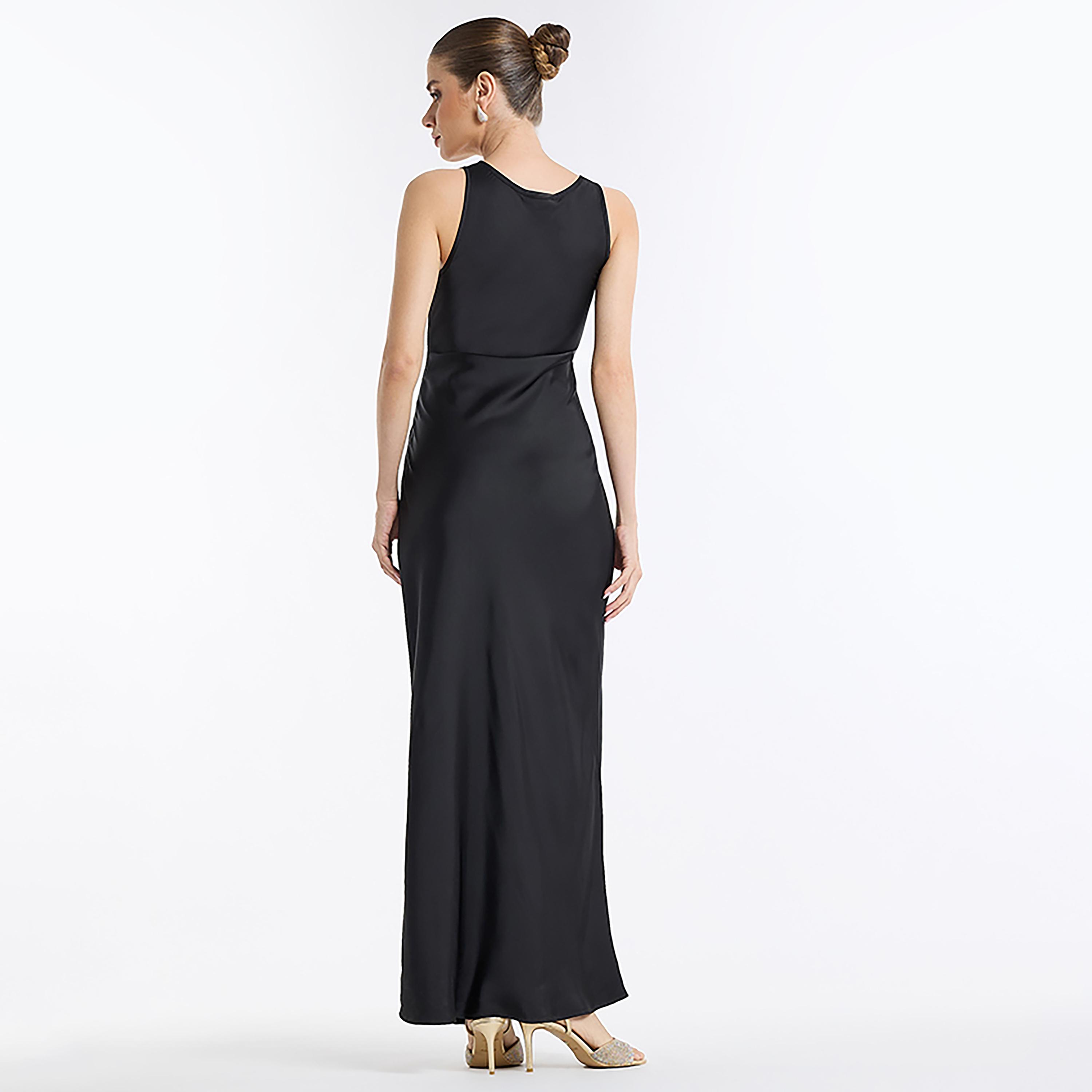 BCBG Black Satin Women's Slip Maxi Dress-women-clothing-dresses-image-3