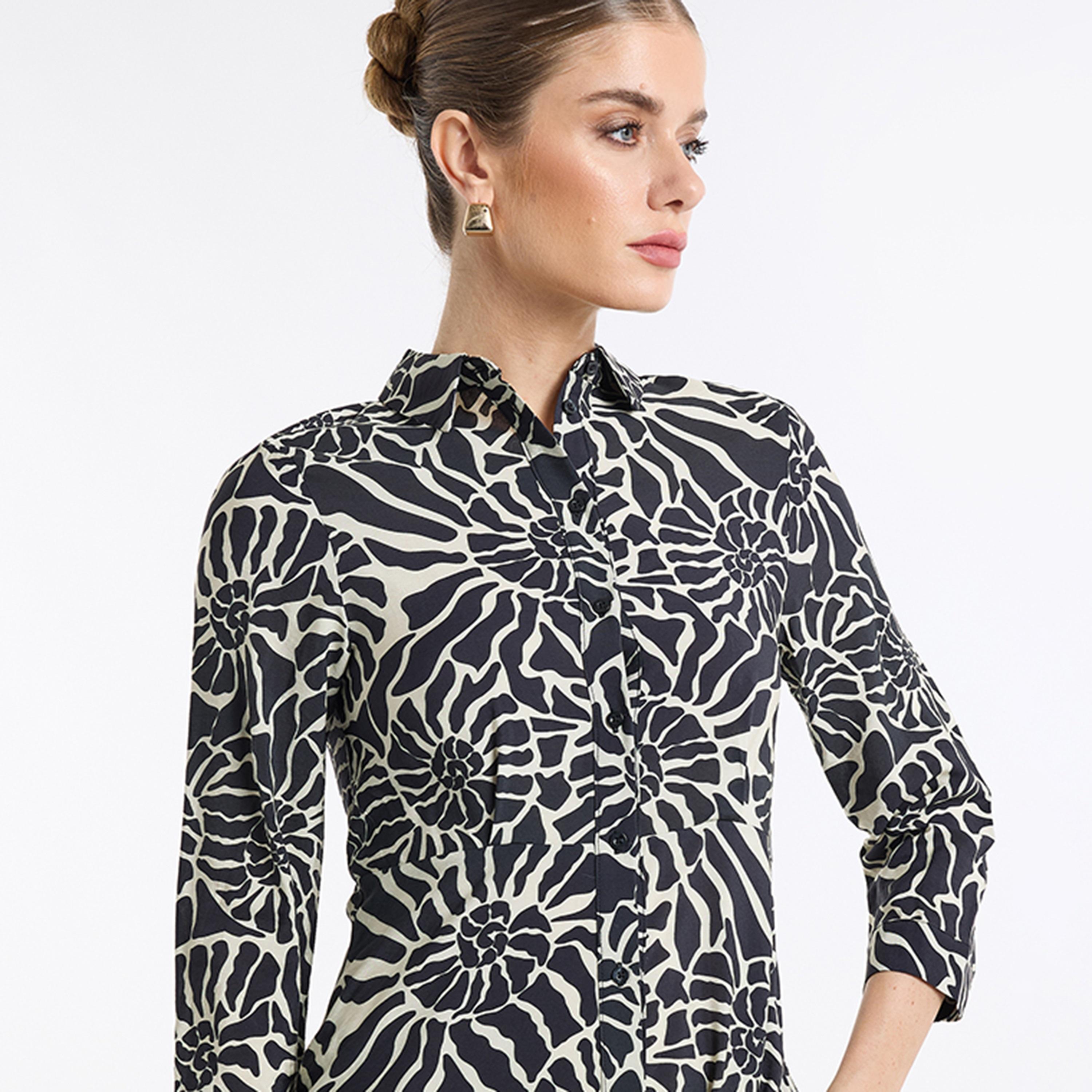 فستان قميص ماكسي نسائي بطبعة تجريدية من بي سي بي جي-women-clothing-dresses-image-4