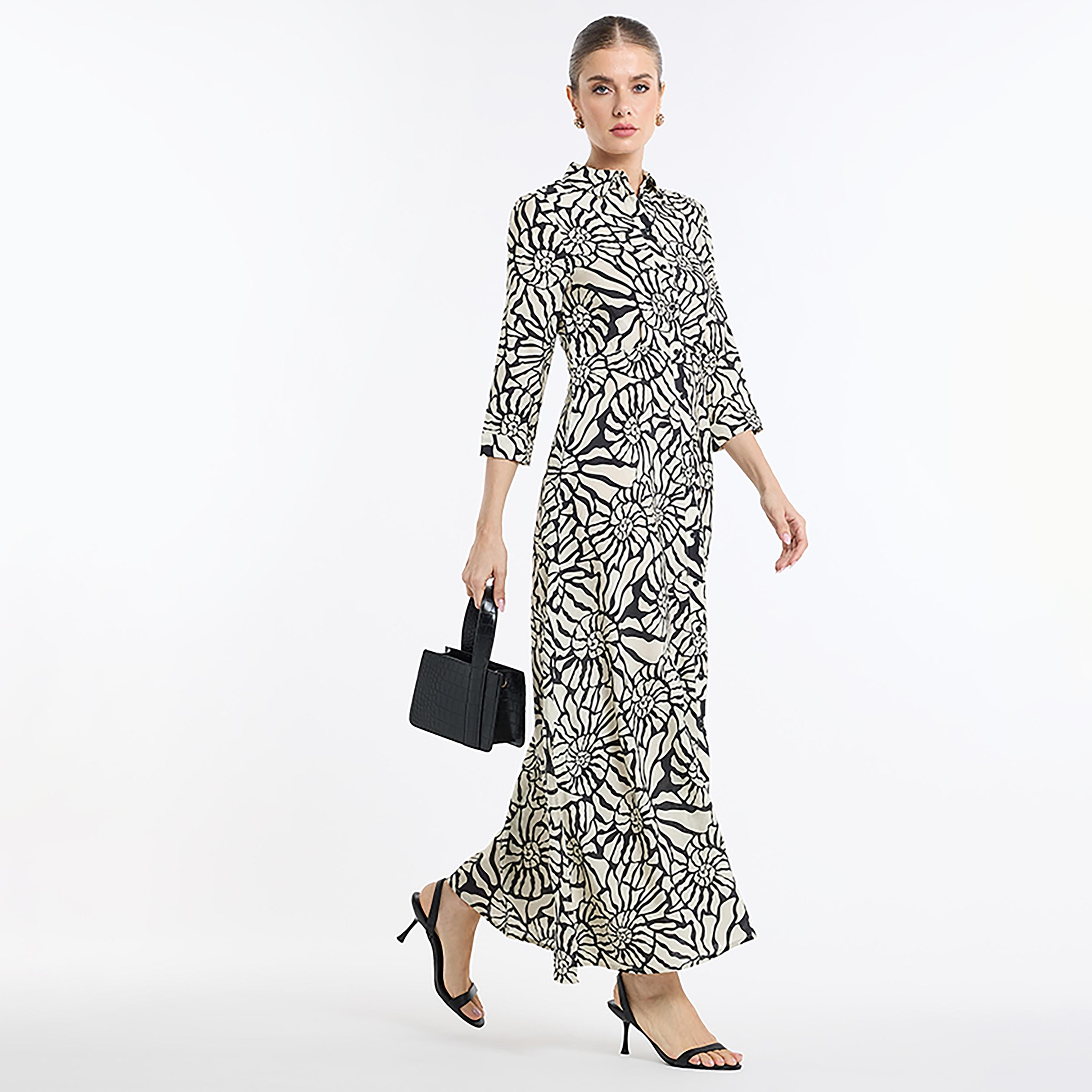 فستان قميص ماكسي نسائي بطبعة تجريدية من بي سي بي جي-women-clothing-dresses-image-6