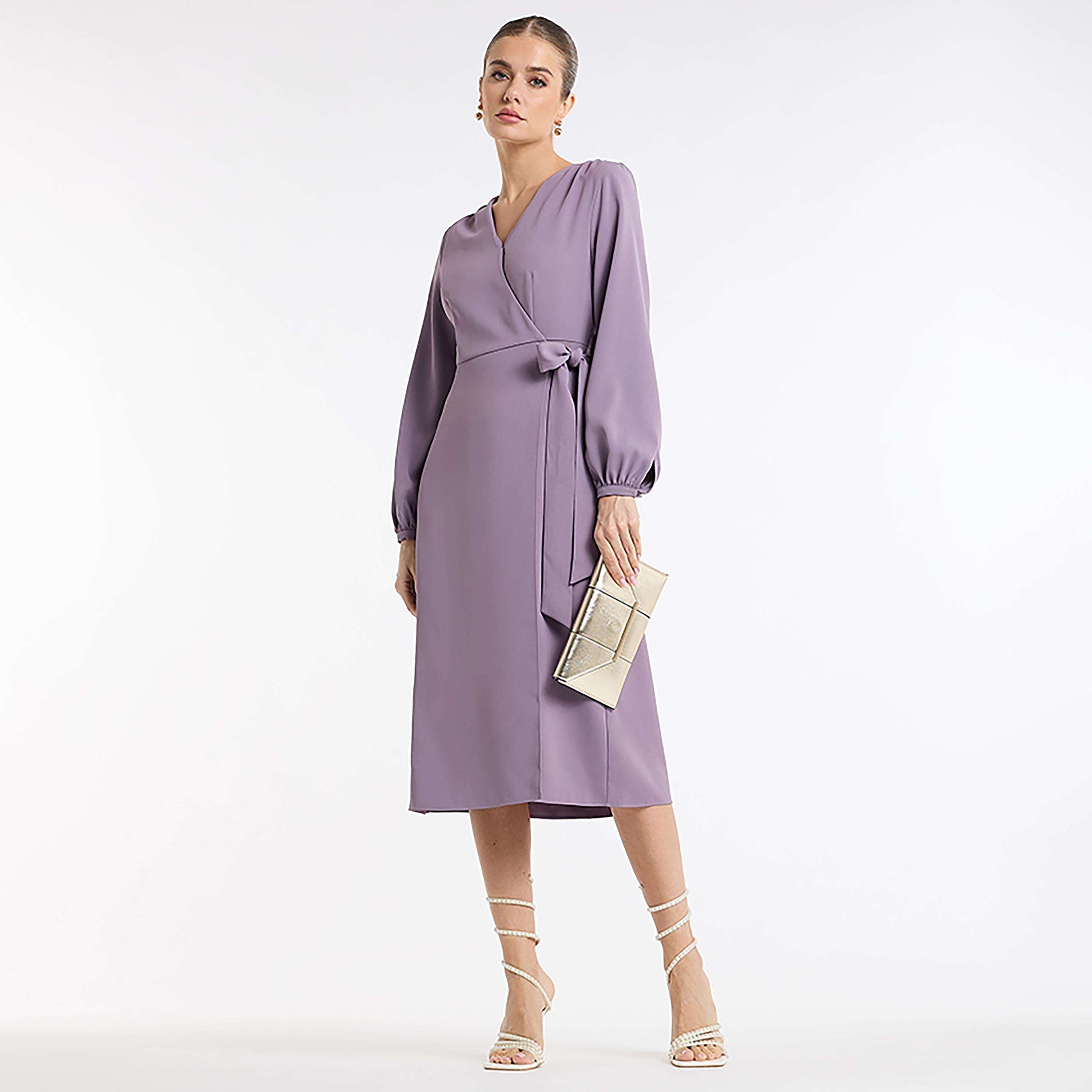فستان أرجواني بطول الركبة للنساء بي سي بي جي-women-clothing-dresses-image-2