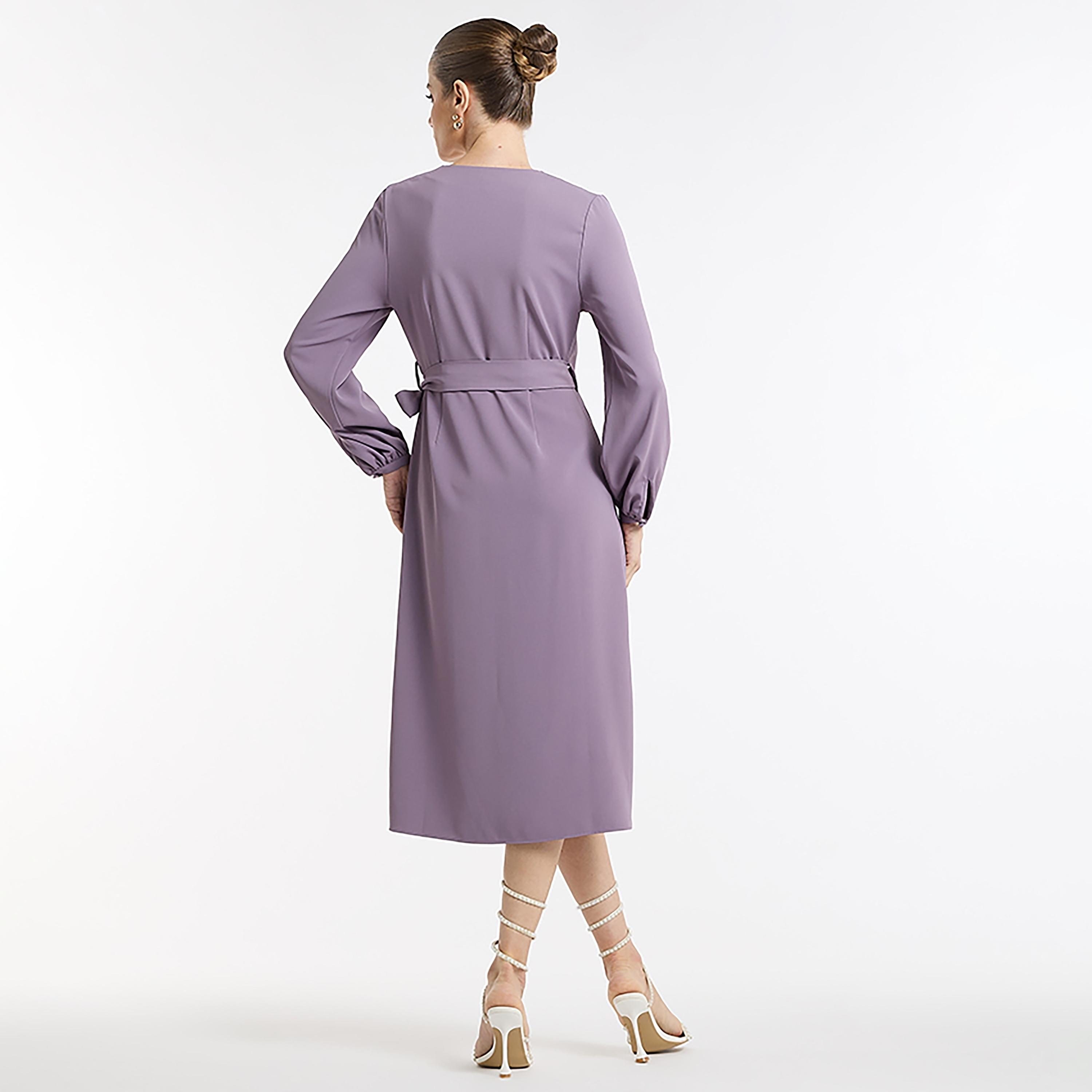 BCBG Wrap Purple Women's Knee-Length Dress-women-clothing-dresses-image-3