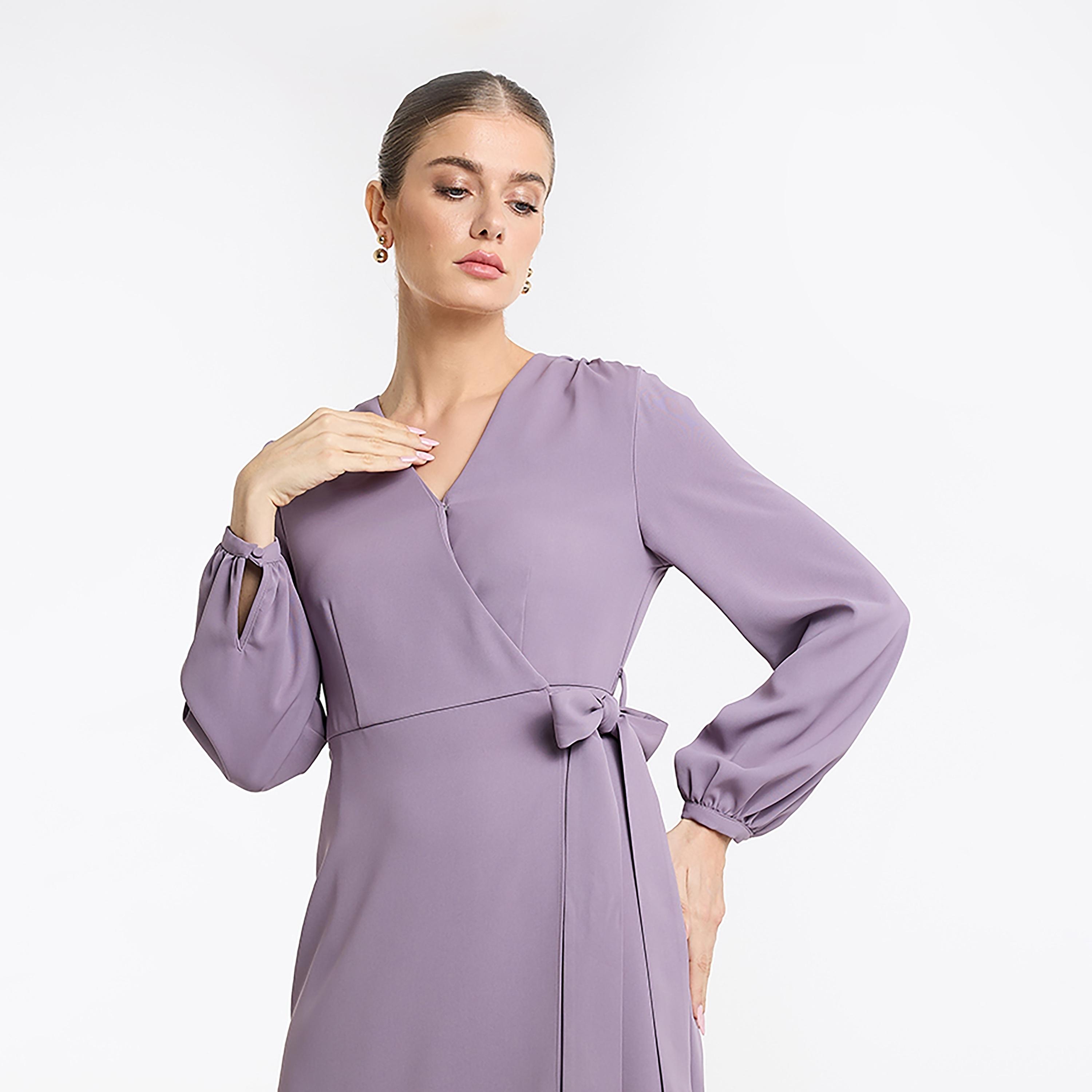 فستان أرجواني بطول الركبة للنساء بي سي بي جي-women-clothing-dresses-image-4