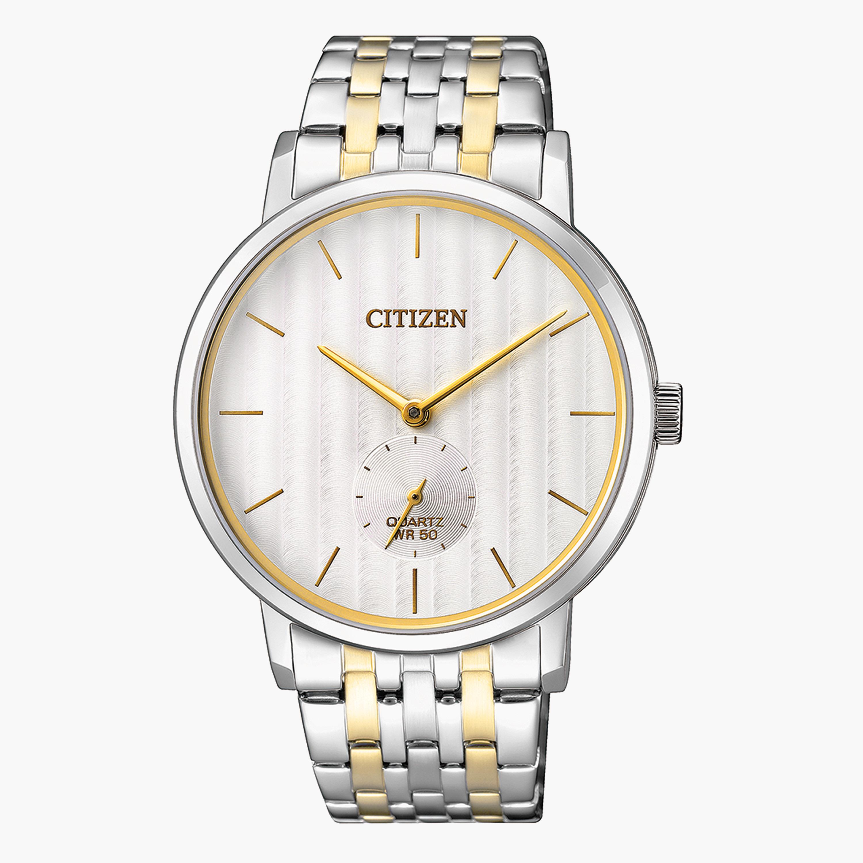 Citizen Men's Silver & Gold Analog Quartz Metal Strap Watch BE9174 55A-men-watchesandjewellery-watches-image-1