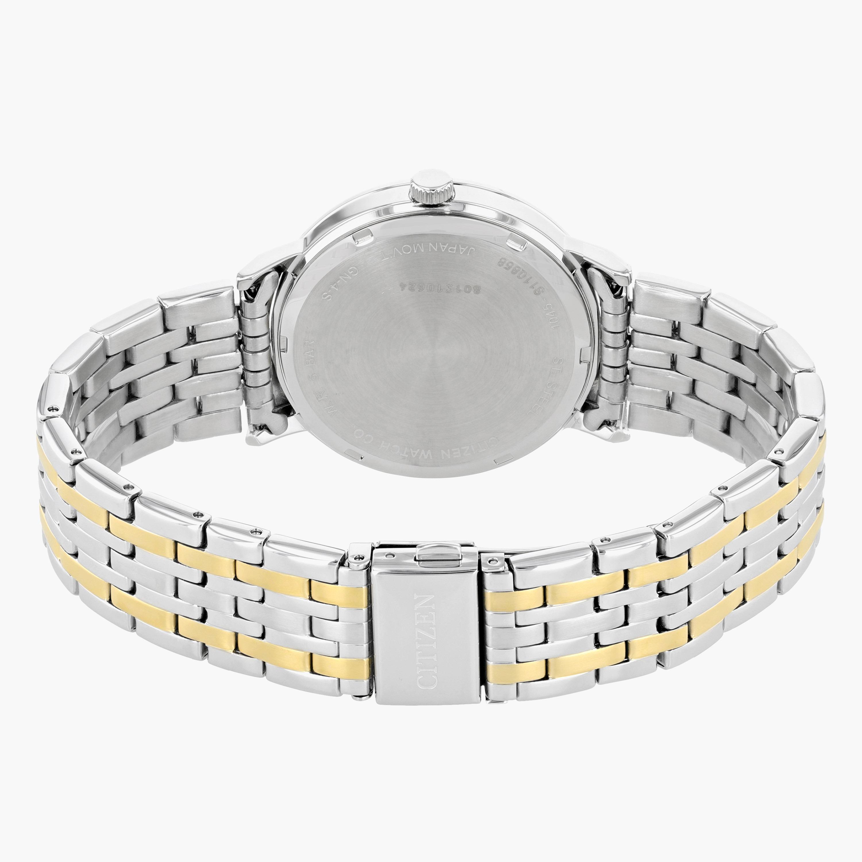 ساعة تناظرية فضيّة وذهبية كوارتز بحزام معدني للرجال من سيتيزن - BE9174 55E-men-watchesandjewellery-watches-image-2
