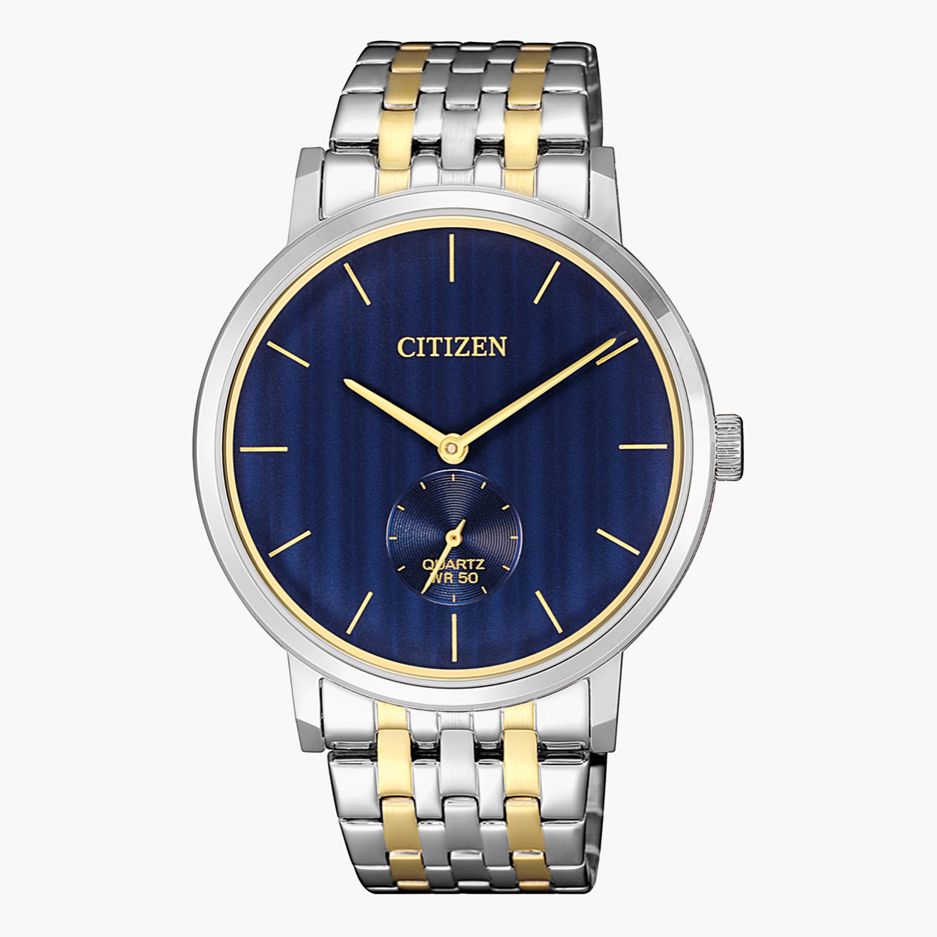 ساعة تناظرية فضيّة وذهبية كوارتز بحزام معدني للرجال من سيتيزن - BE9174 55L-men-watchesandjewellery-watches-image-1