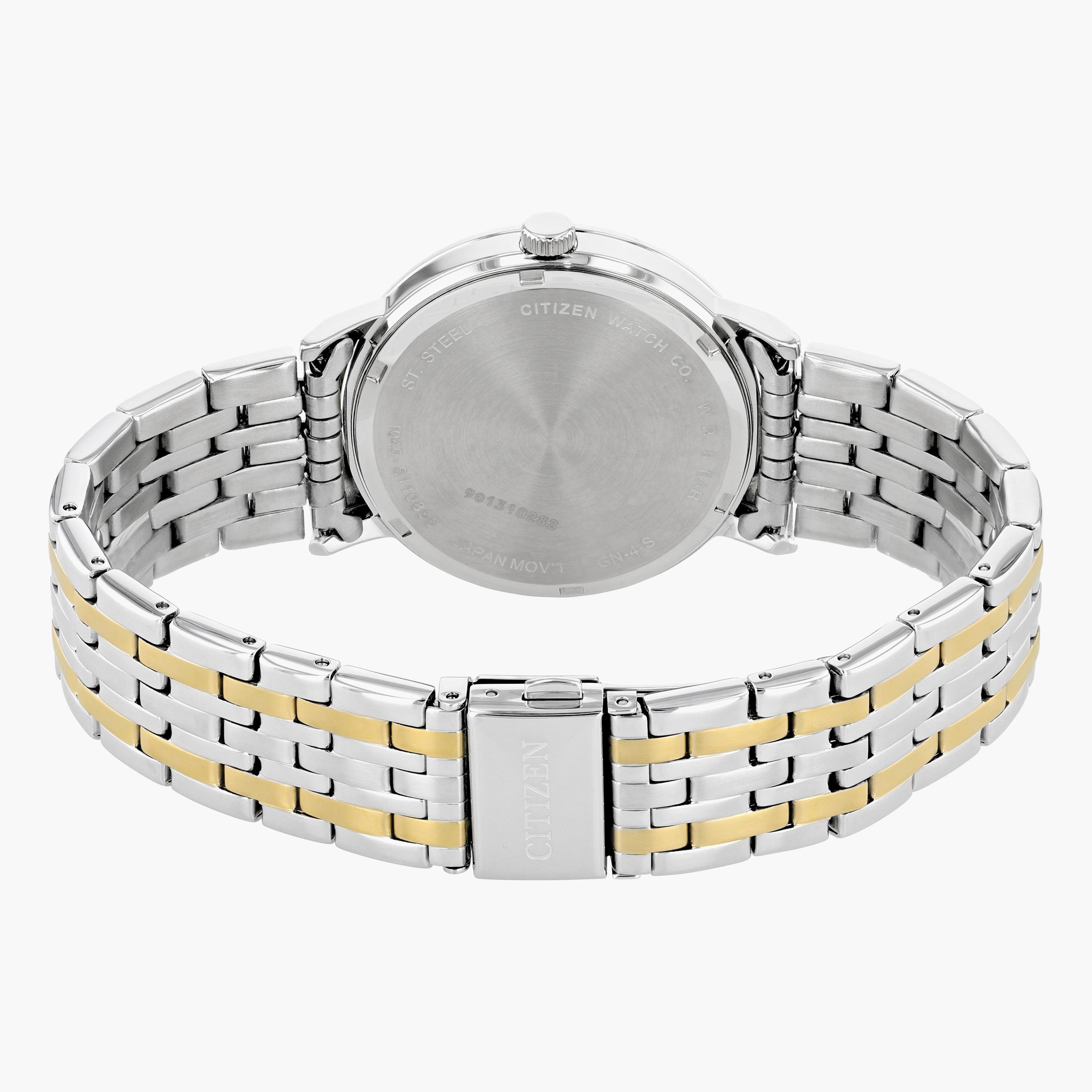 ساعة تناظرية فضيّة وذهبية كوارتز بحزام معدني للرجال من سيتيزن - BE9174 55L-men-watchesandjewellery-watches-image-2
