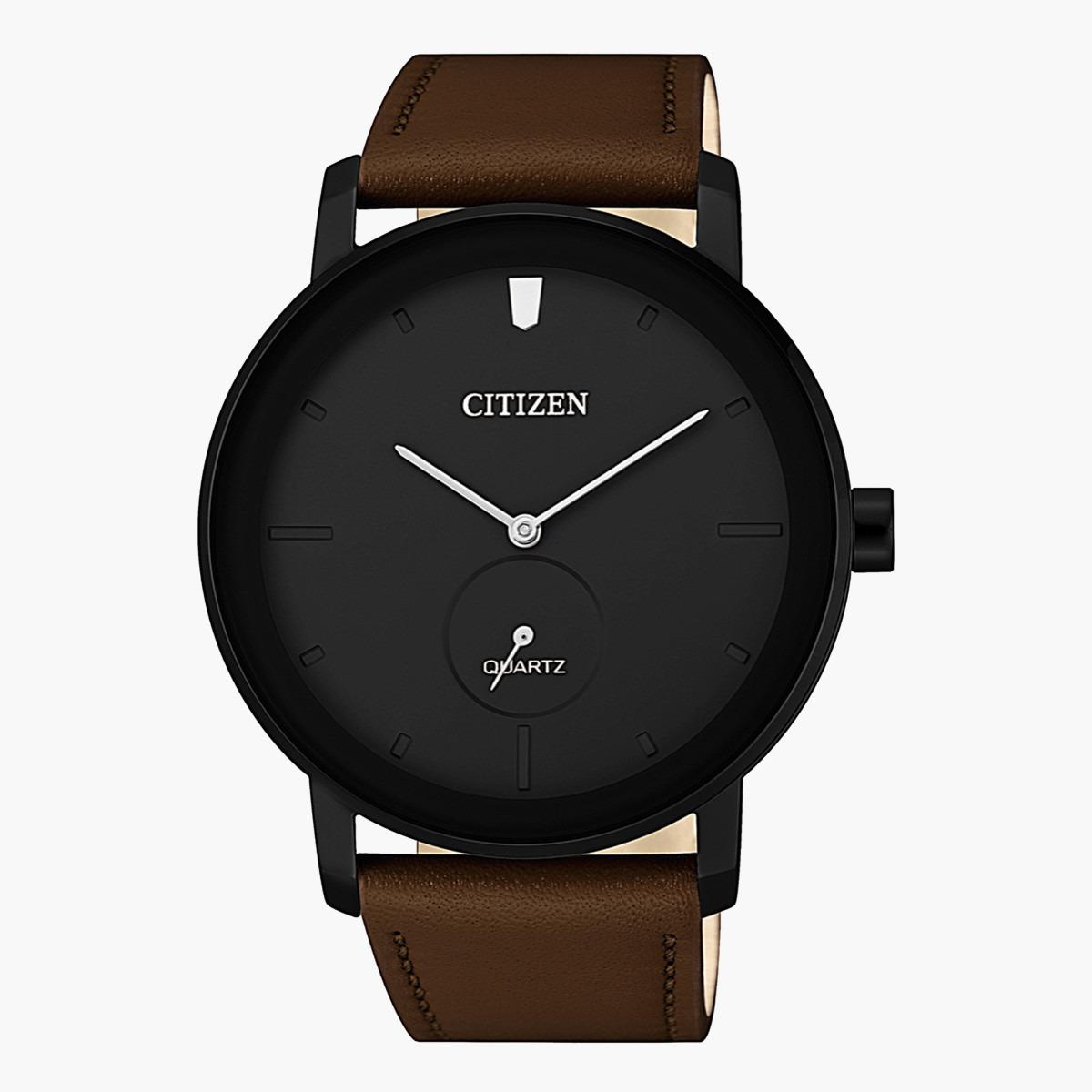 ساعة تناظرية بنيّة كوارتز بحزام جلد للرجال من سيتيزن - BE9185 08E-men-watchesandjewellery-watches-image-1