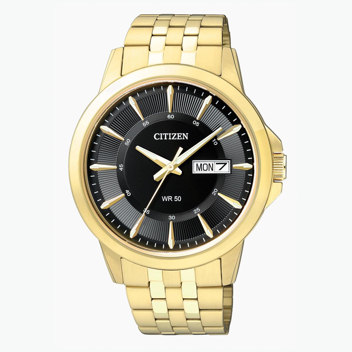 ساعة تناظرية ذهبية اليوم والتاريخ بحزام معدني للرجال من سيتيزن - BF2013 56E-men-watchesandjewellery-watches-image-1