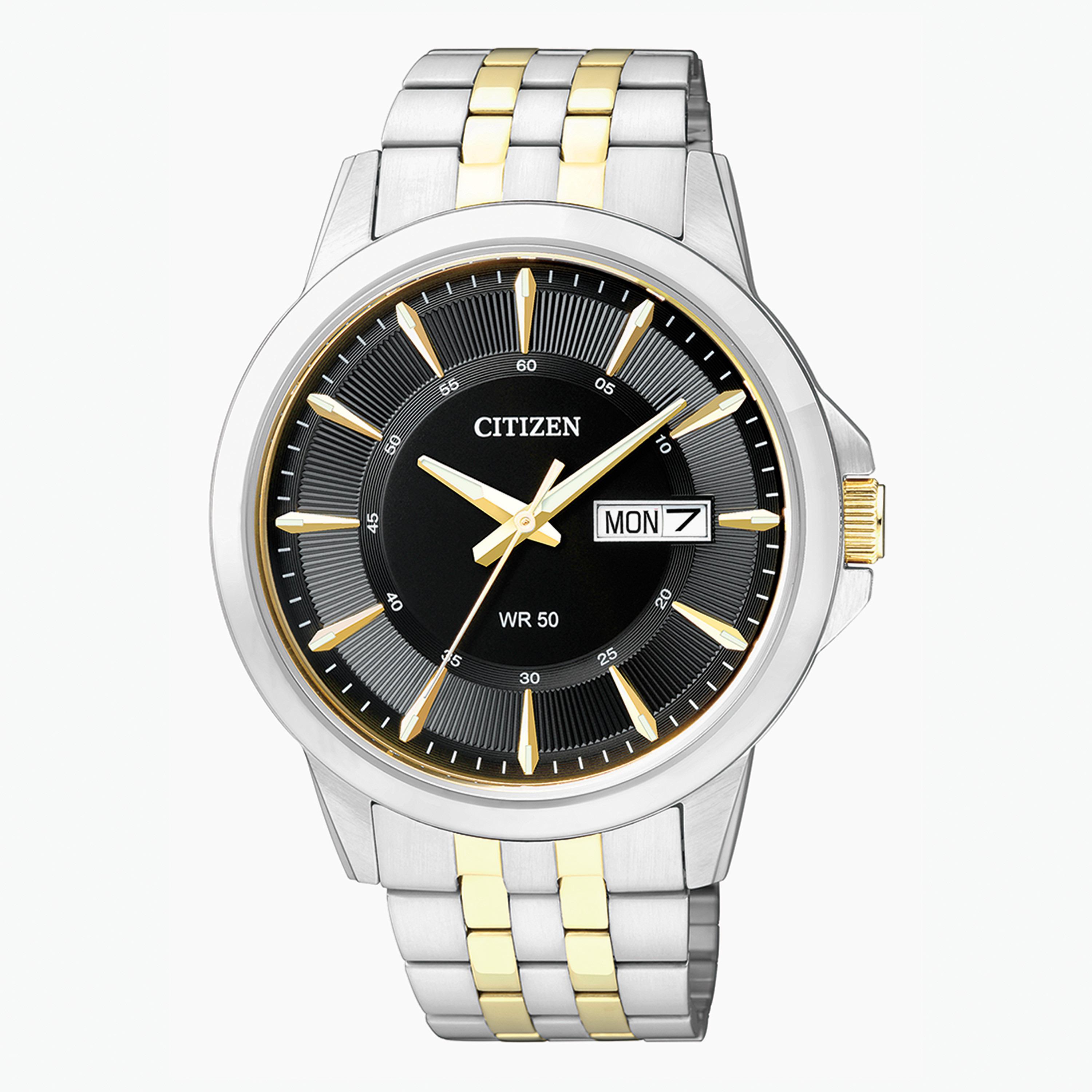 Citizen Men's Silver & Gold Analog Metal Strap Watch BF2018 52E-men-watchesandjewellery-watches-image-1