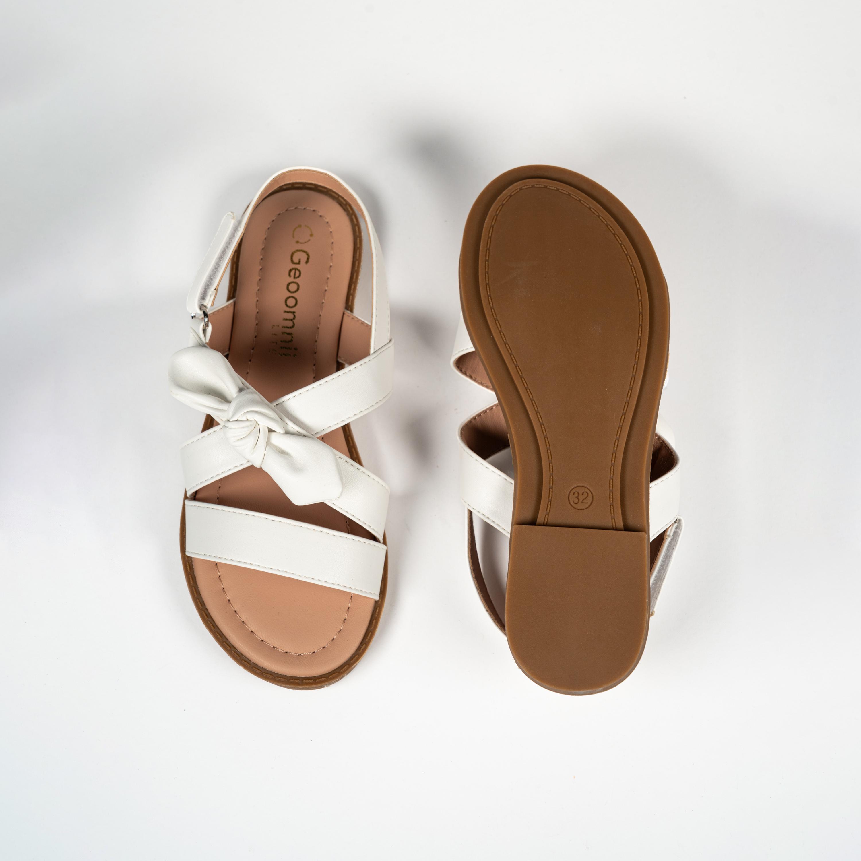 جيومني - صندل تينسلي بحزام لامع مشبك وحلقة للبنات | BH2490-18-WHITE-girls-shoes-sandals-image-3